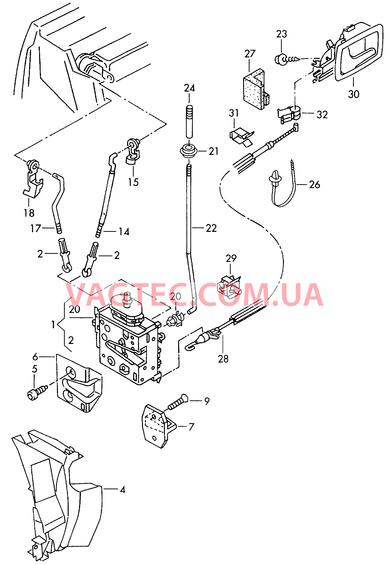 Рычаг привода дверного замка Замок двери  для AUDI A8Q 2001