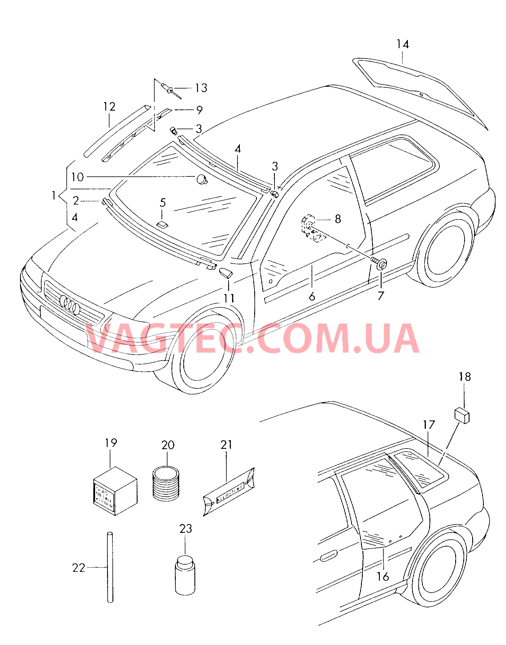 Заднее стекло  для AUDI A3 2002