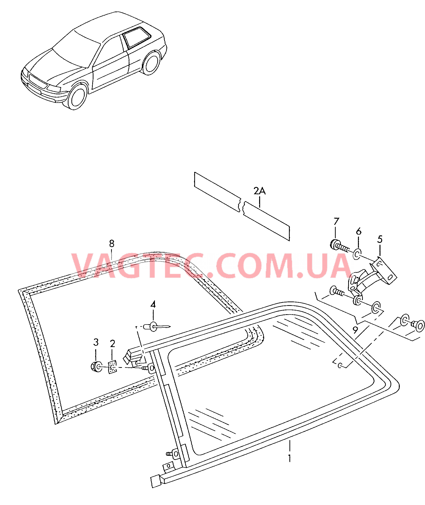 Выставное стекло  для AUDI A3 2002