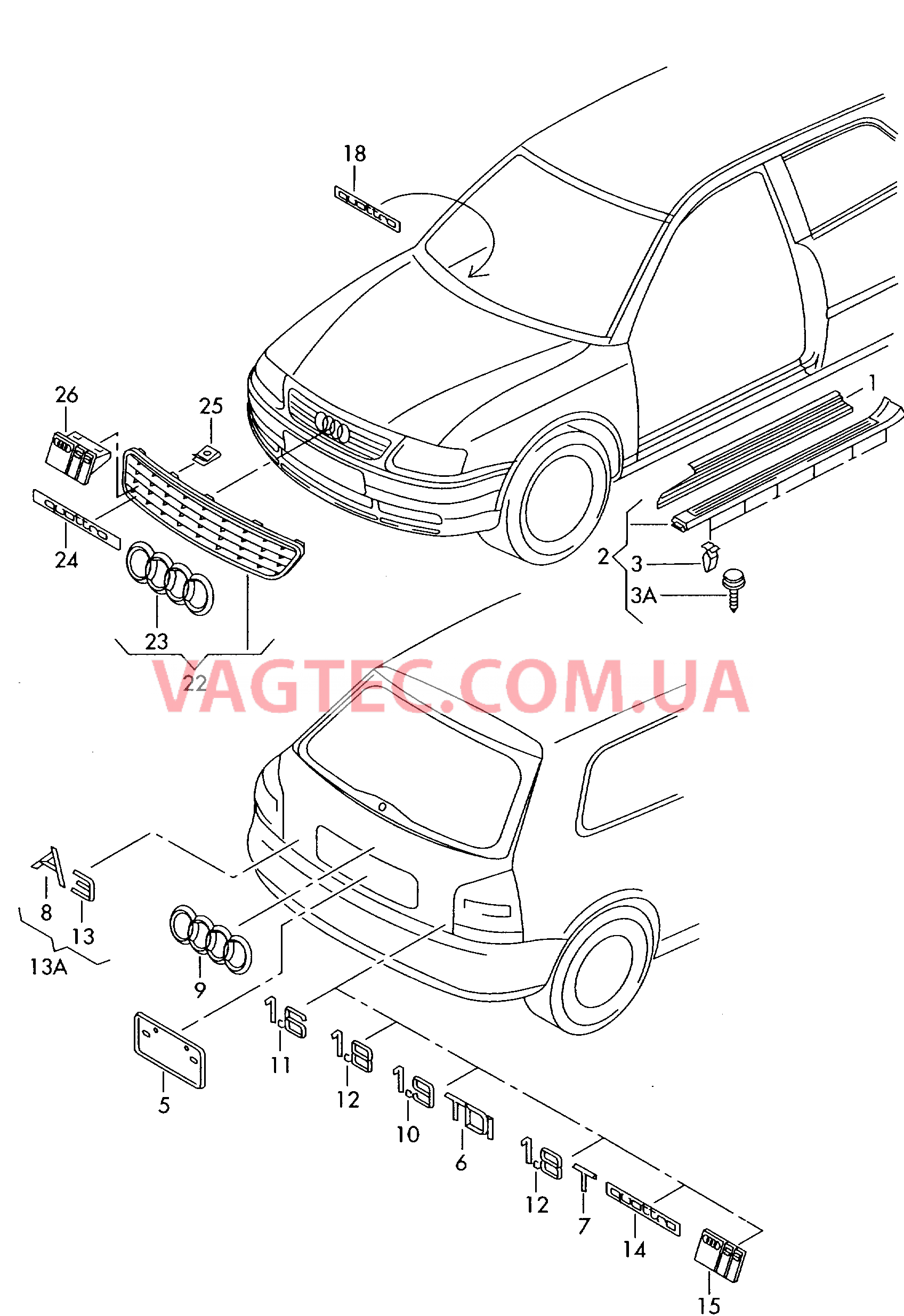  AUDI A3 Накладка порога  AUDI A3 Надписи  для AUDI A3 2000