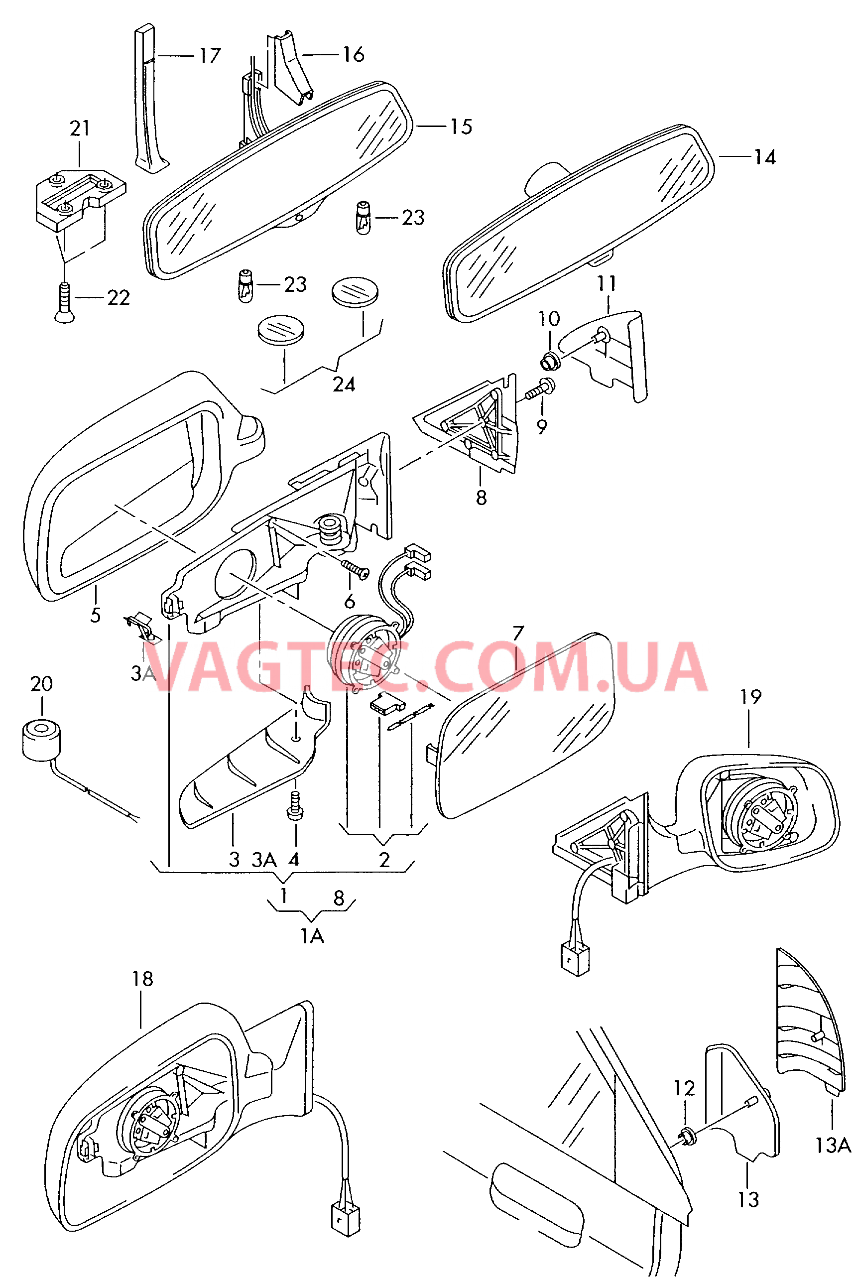  AUDI A4 Внутреннее/наружное зеркало  для AUDI A4 2000