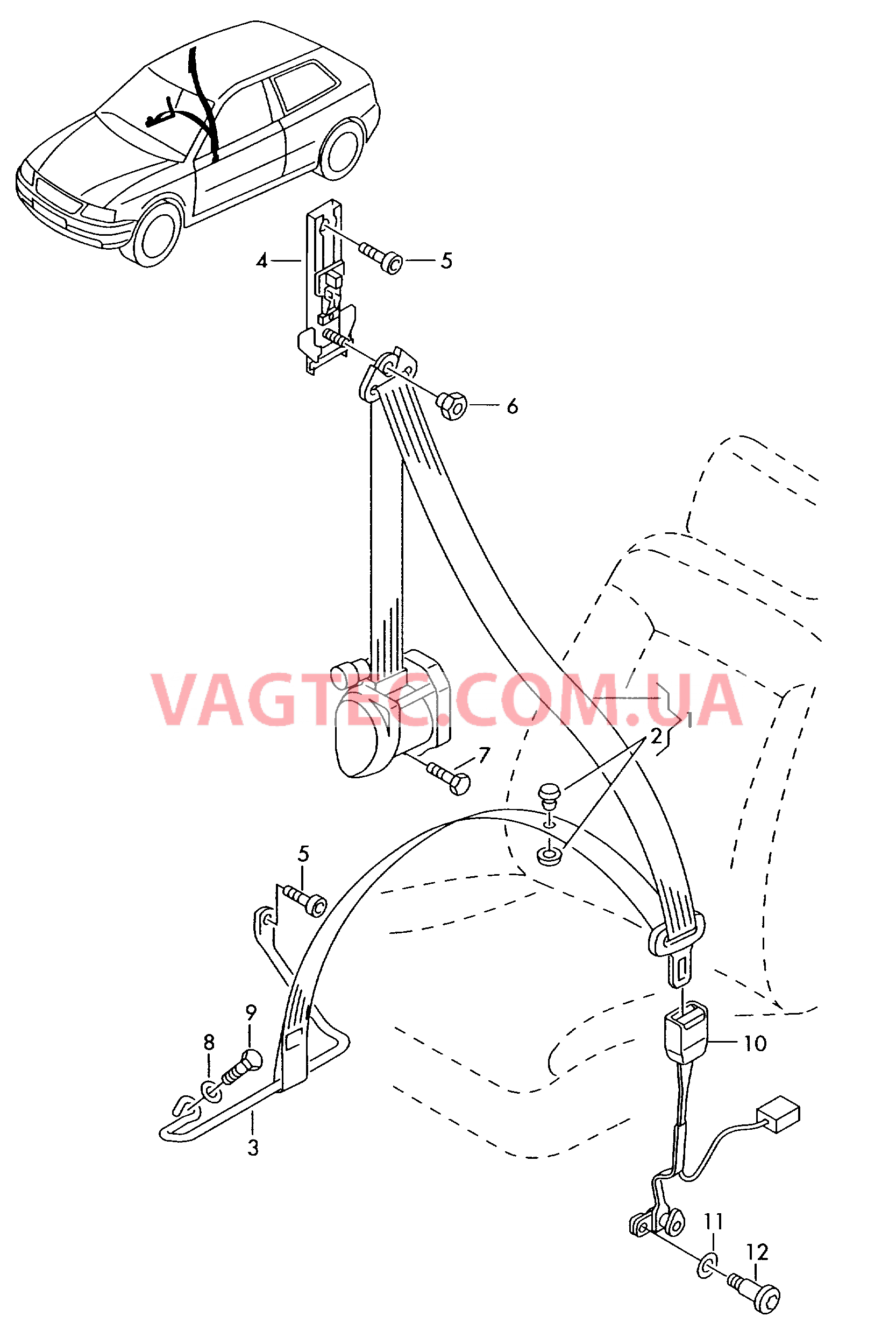 Трехточечн. ремень безопасн.  для AUDI A3 2005