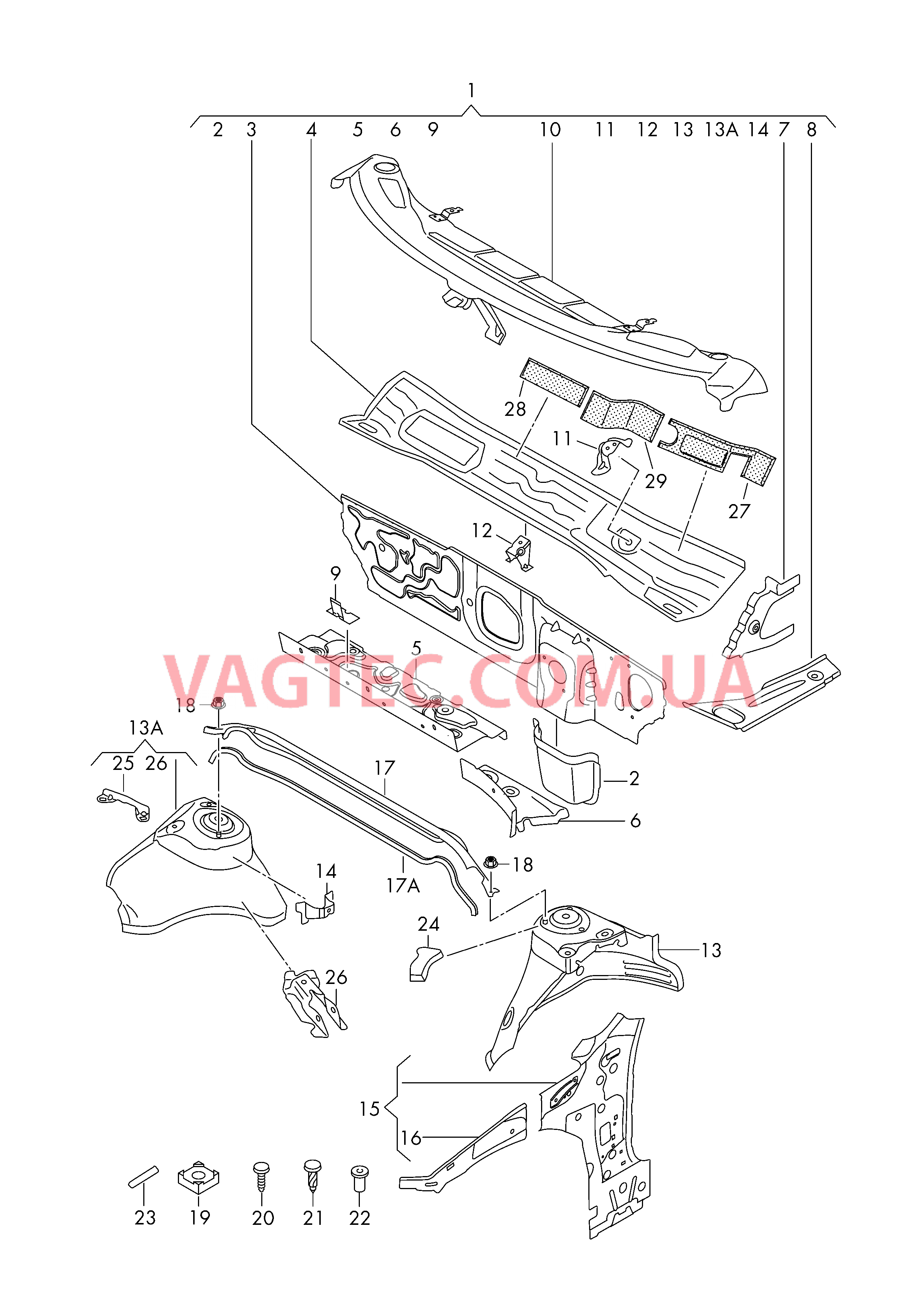 Передняя часть кузова  для AUDI RS3 2017