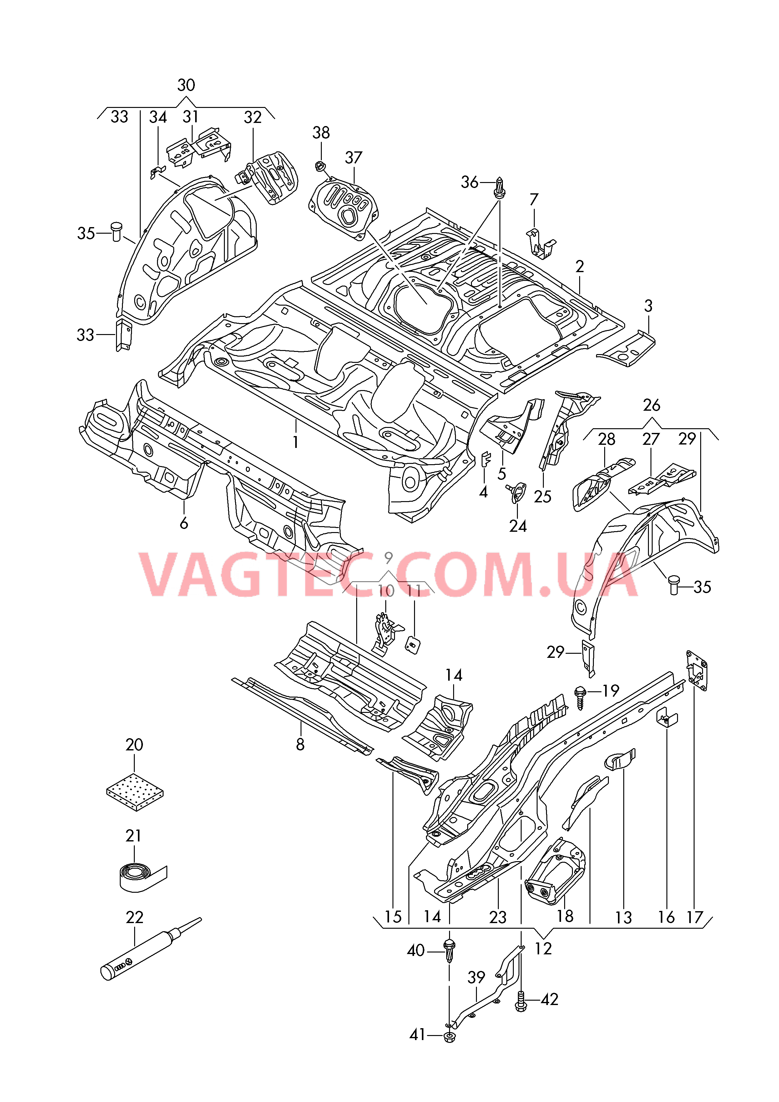 Панель пола Лонжерон Внутренняя часть арки колеса  для AUDI A3 2013-1