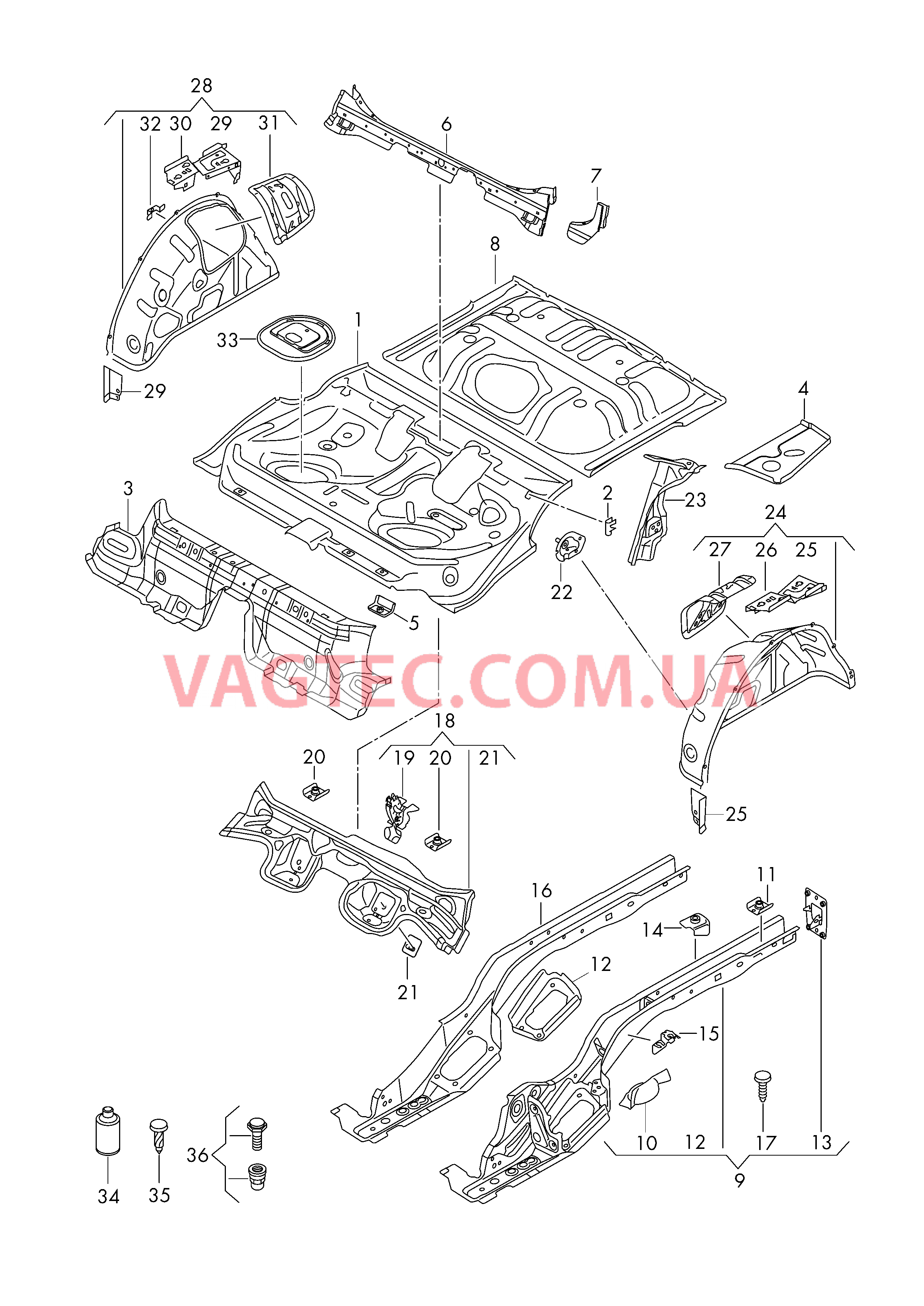 Панель пола Лонжерон Внутренняя часть арки колеса  для AUDI A3 2014