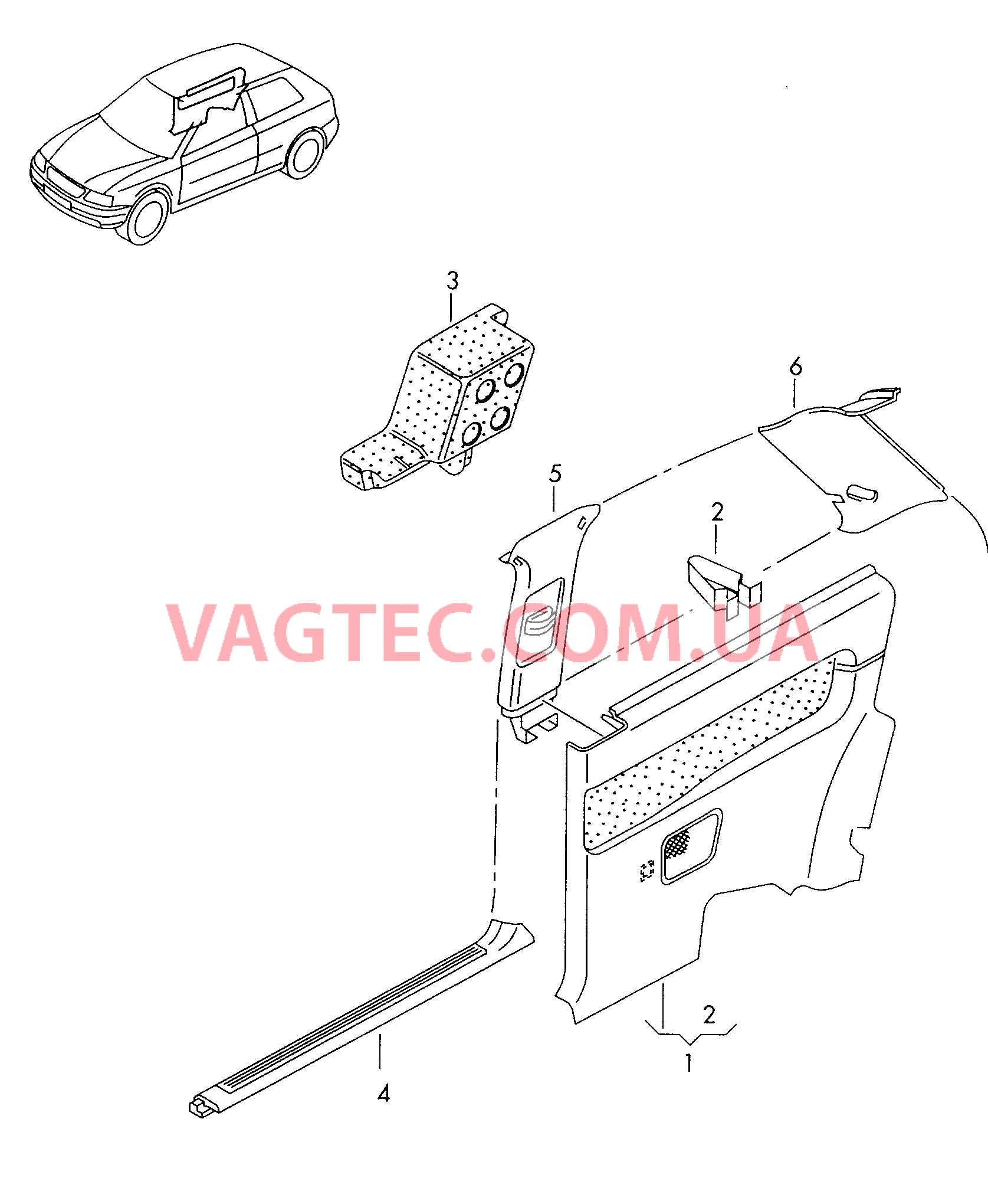 Облицовка/обшивка, боковая  для AUDI A3 2003