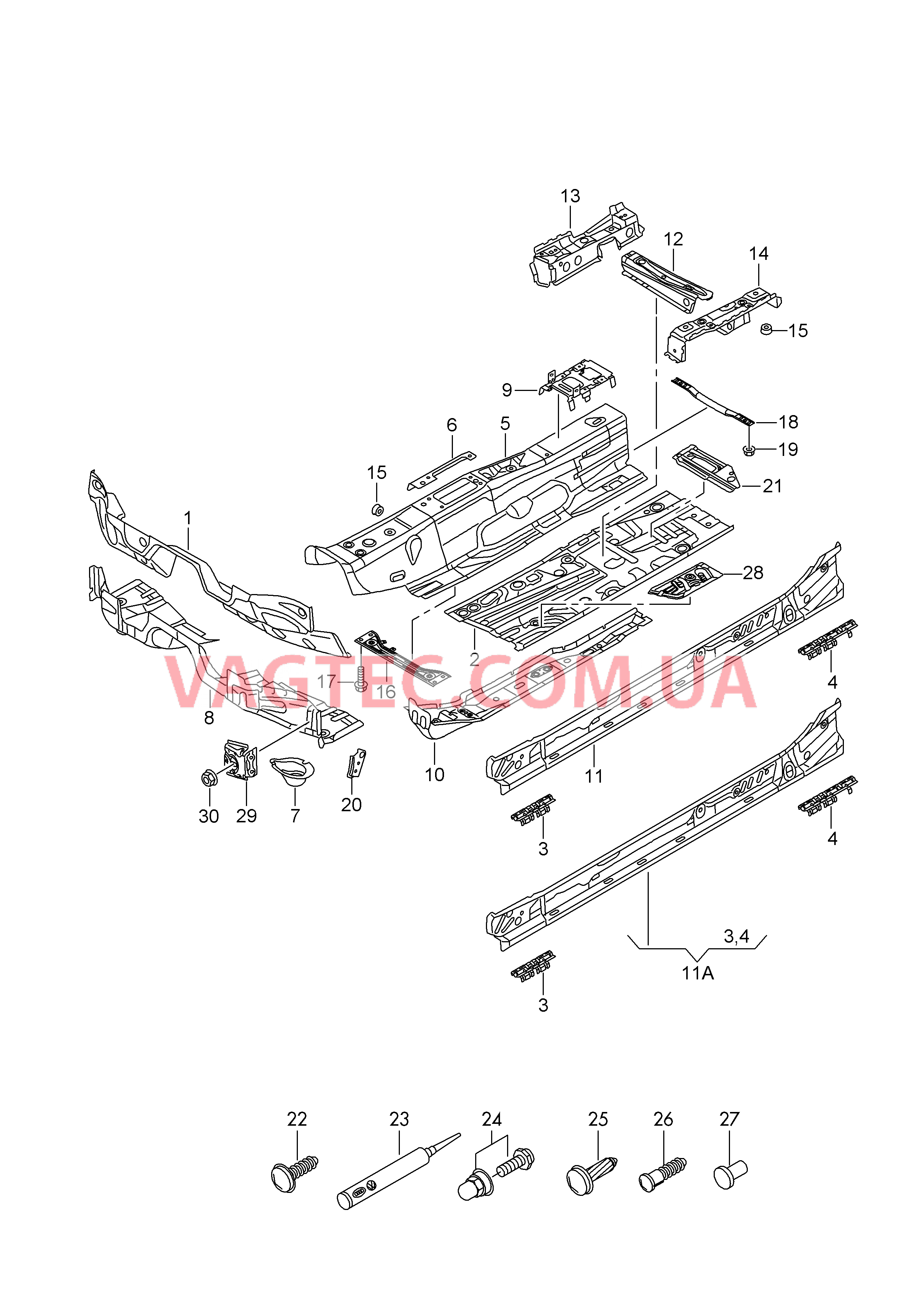 Панель пола  для AUDI A3 2016