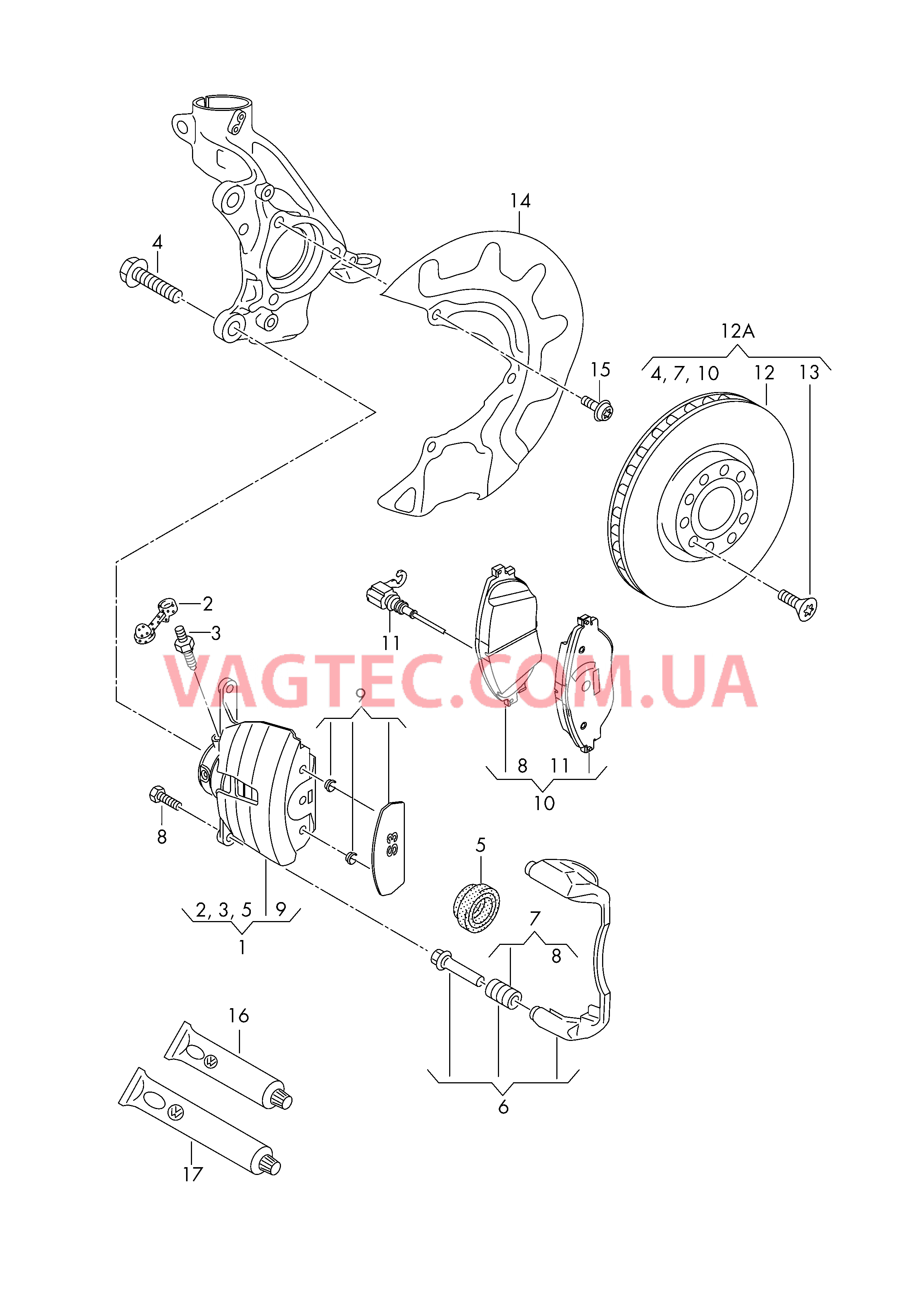 Торм. мех. с плав. суппортом Тормозной диск (вентилир.)  для AUDI A3 2014