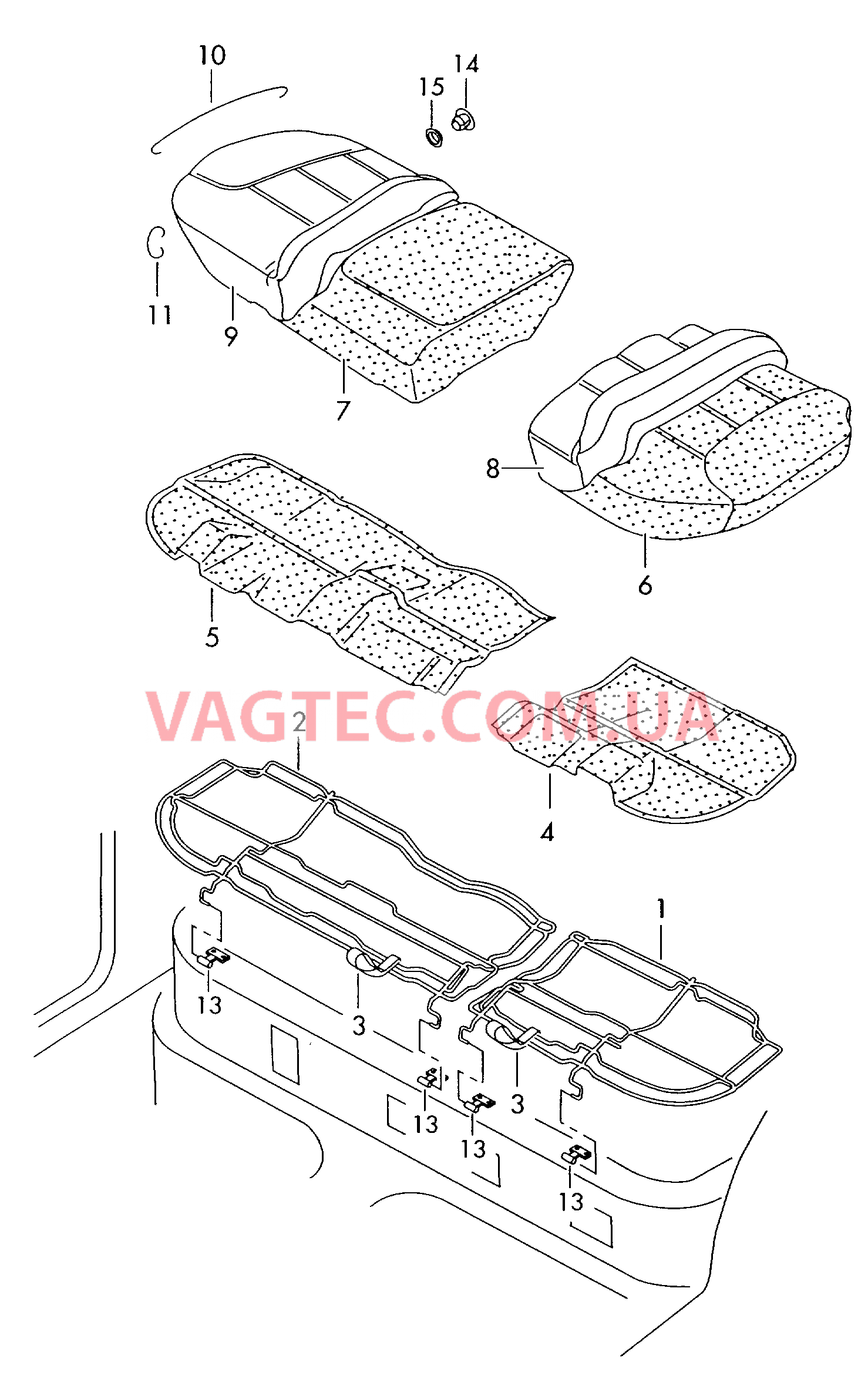 Cиденье, разделенное  для SEAT Leon 2002