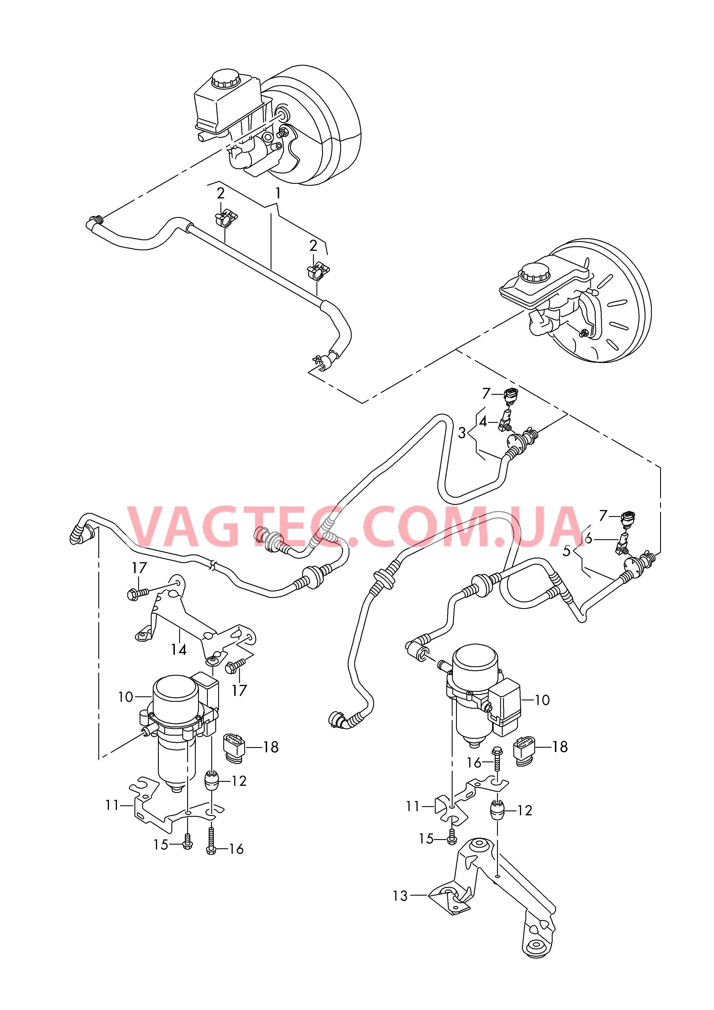 Вакуумные шланги для усилителя тормозного привода  для а/м с электрическим вакуумным насосом  для AUDI A3 2017