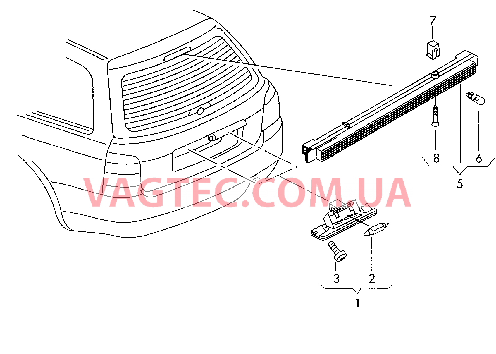  AUDI A3 Плафон освещ. номерного знака  AUDI A3 Верхний стоп-сигнал  для AUDI A3 2000