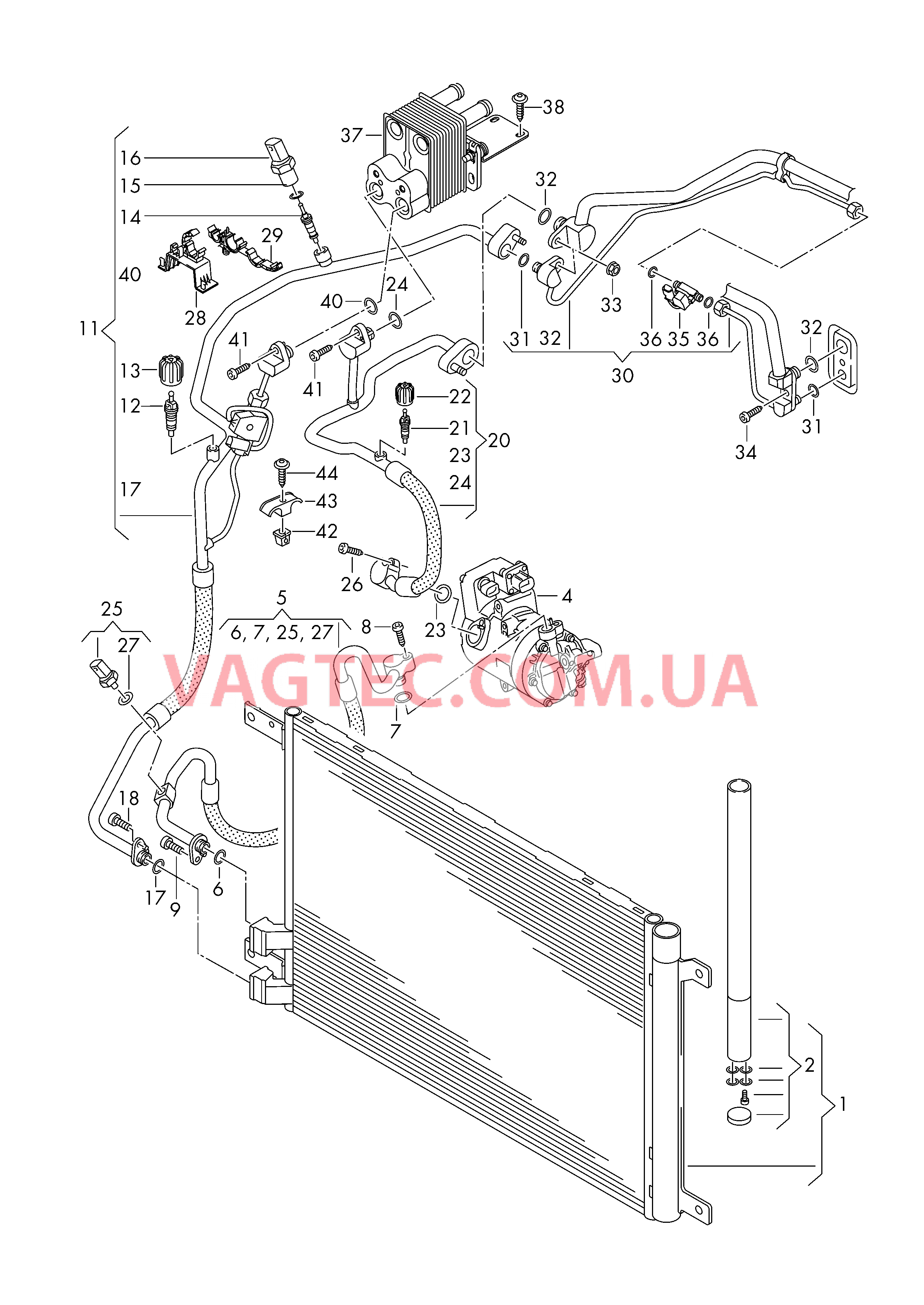 Конденсатор климат.установки Циркуляция хладагента  для AUDI A3 2014