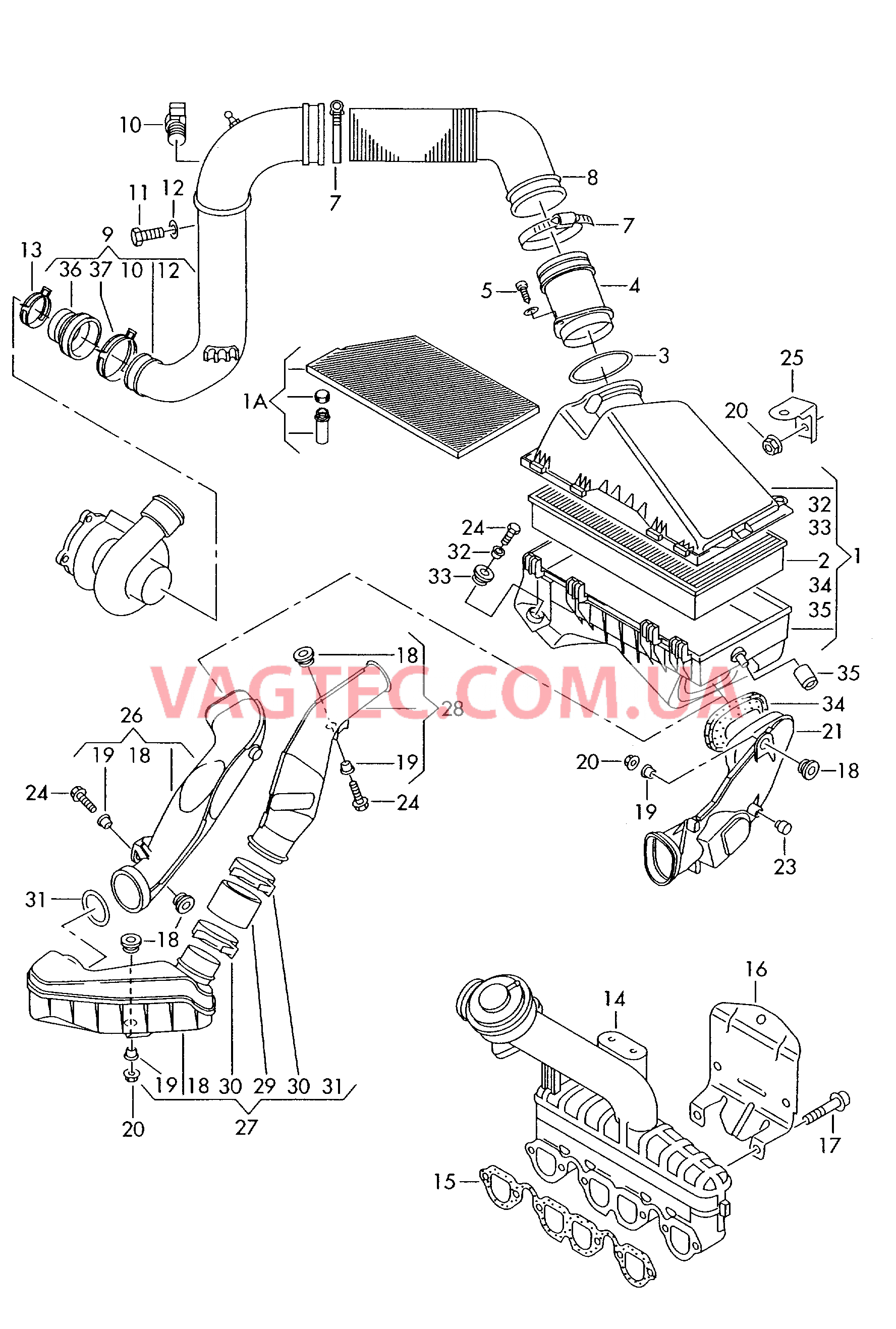 Патрубок впускного тракта Возд. фильтр с сопутств. деталями  для SEAT Toledo 2002