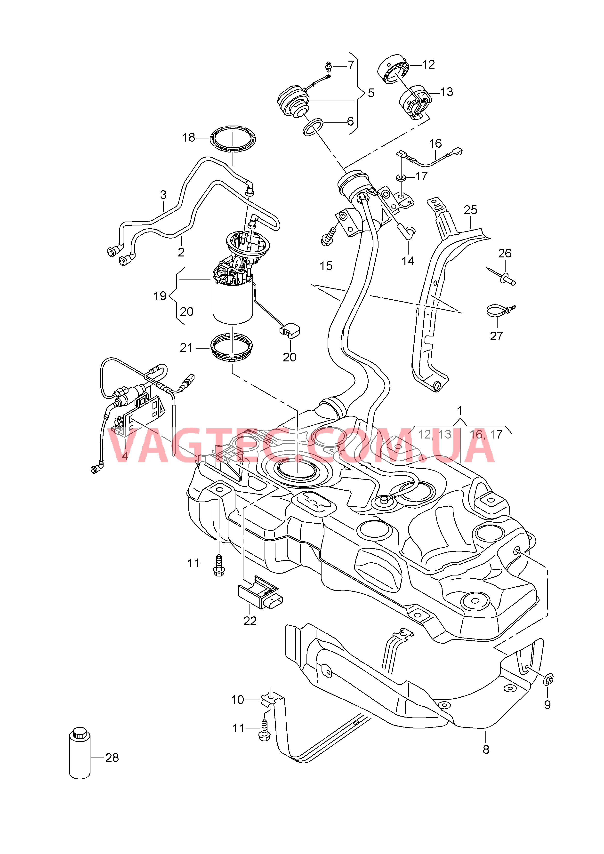 Топливный бак с навесными деталями  для AUDI A3 2018