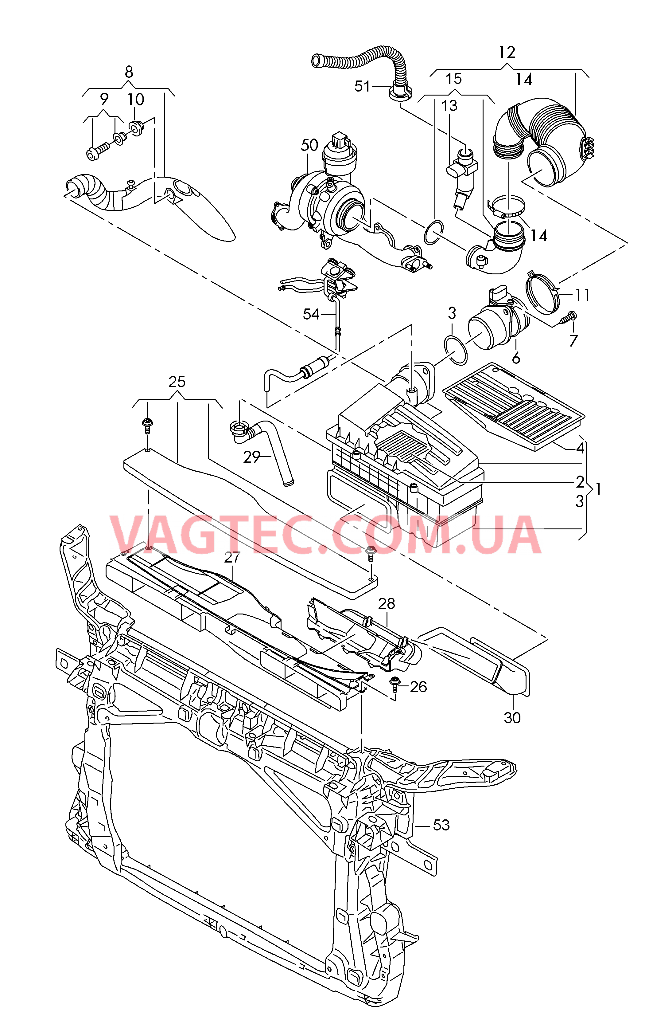 Возд. фильтр с сопутств. деталями  Патрубок впускного тракта  для AUDI A3 2015