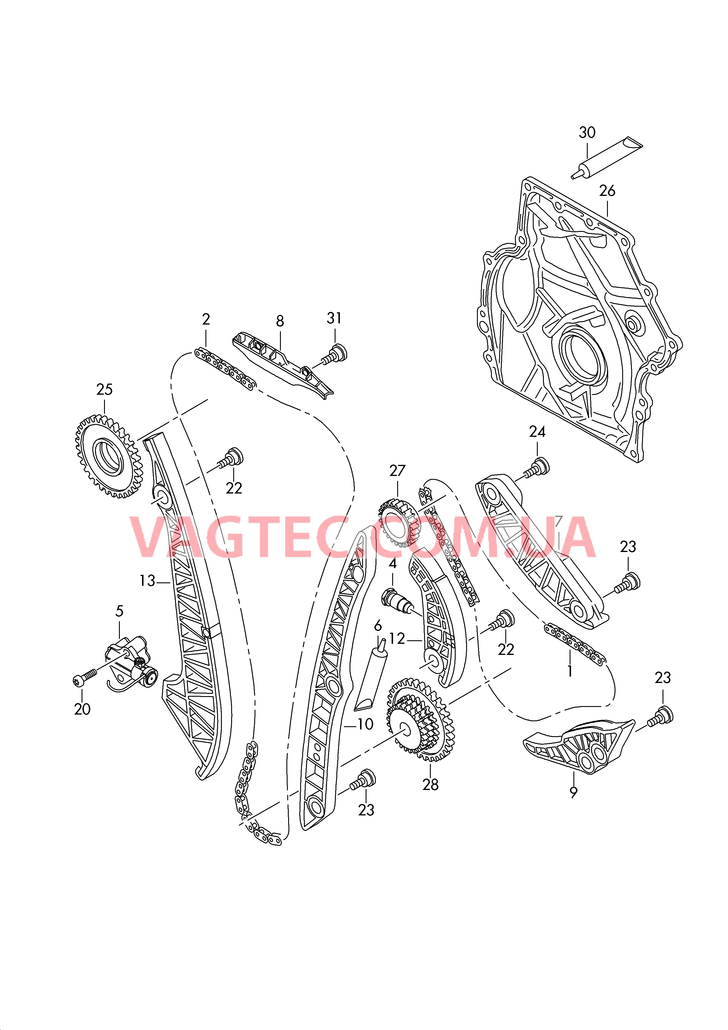 Цепь ГРМ Кор. мех-ма измен. фаз газрас.  для VOLKSWAGEN Passat 2018
