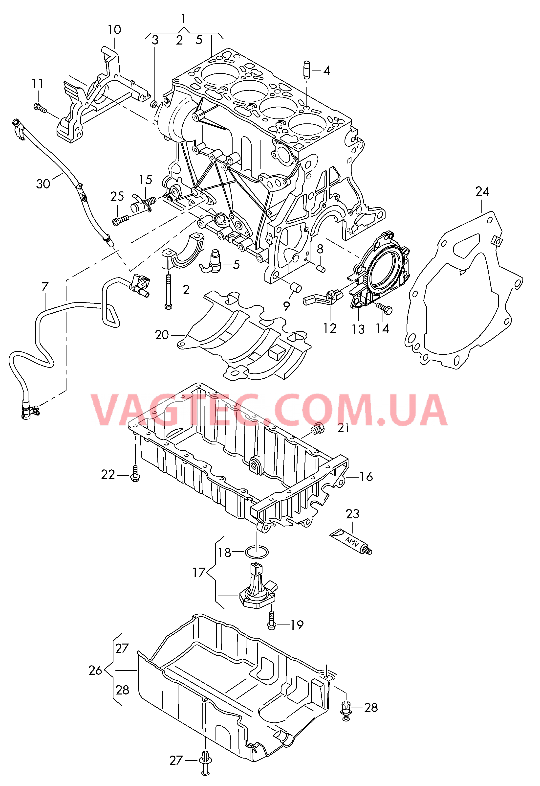 Блок цилиндров Масляный поддон  для AUDI Q2 2017