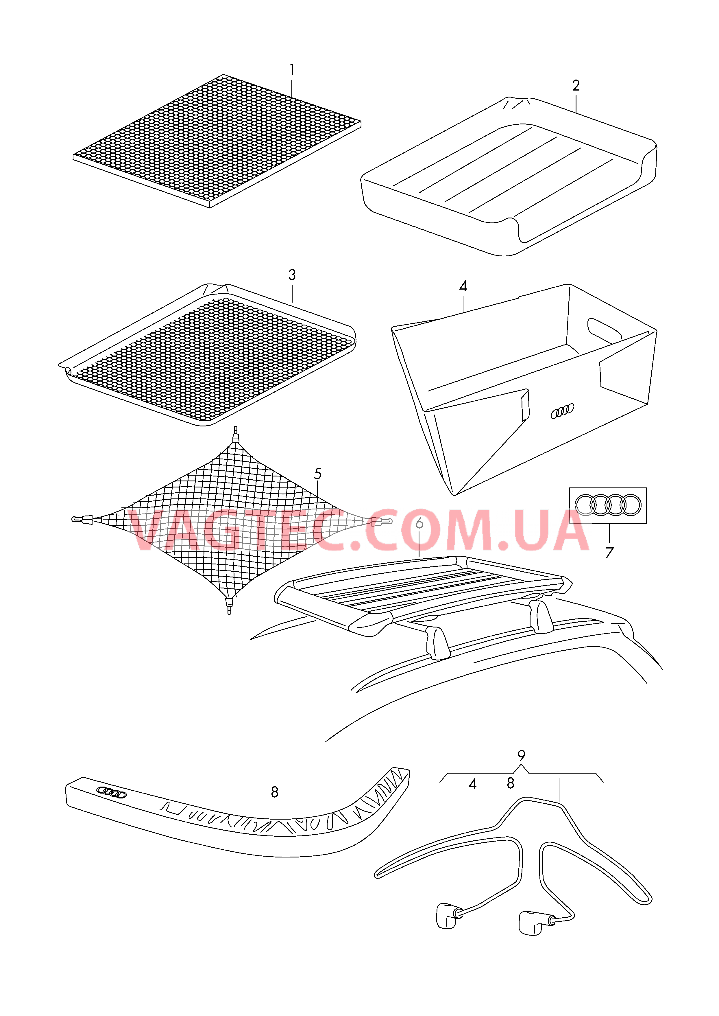 Оригинальные аксессуары для багажного отсека Крепление груза Набор принадлежностей  для AUDI A3 2015