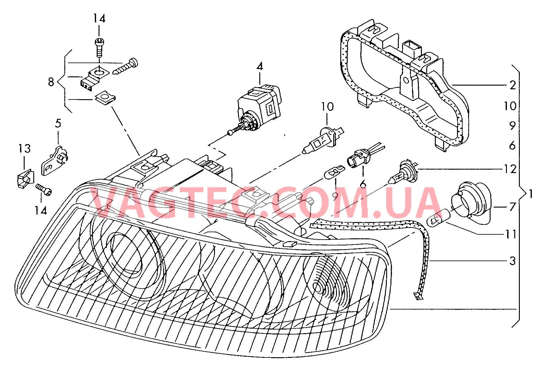 Двойная галогенная фара Фонарь указателя поворота  для AUDI A3 2003