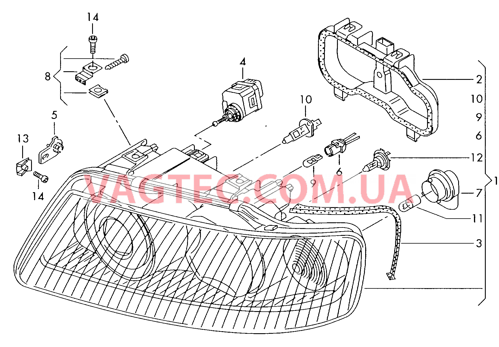  AUDI A3 Двойная галогенная фара Фонарь указателя поворота  для AUDI A3 2001