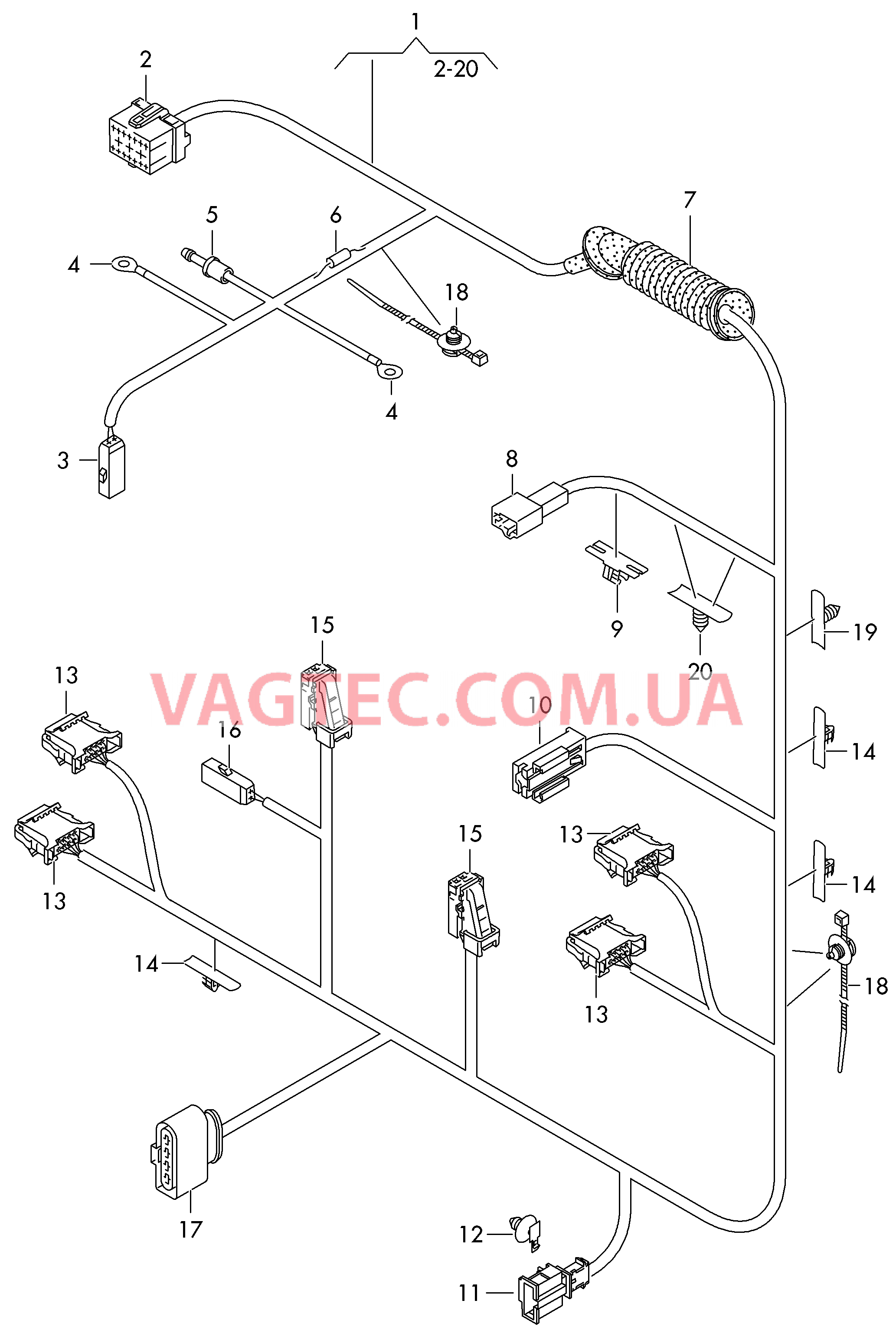 Жгут проводов двери багажного отсека  Детали не в сборе  для AUDI A3 2013-1