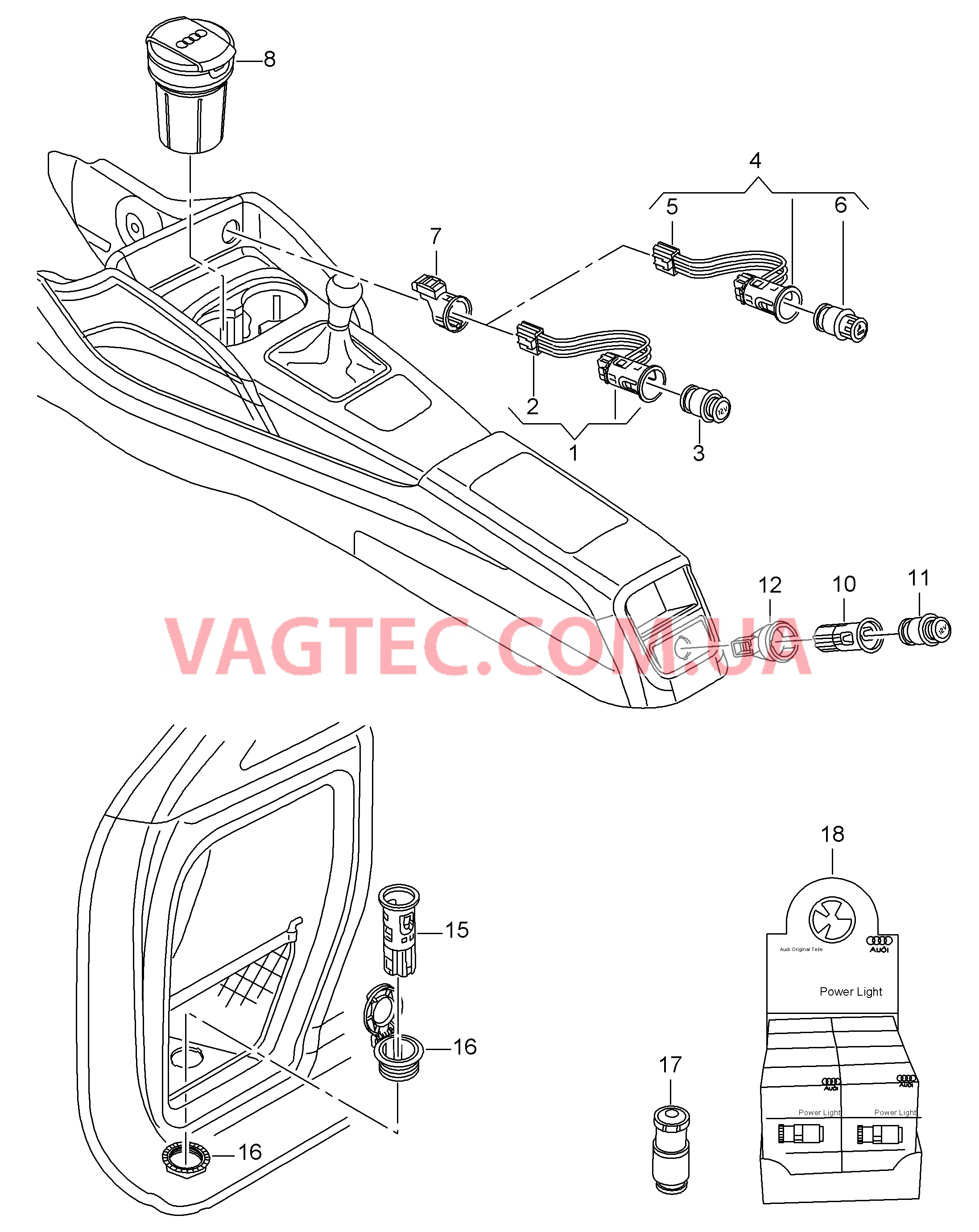 Прикуриватель Штепсельный разъем Карманный фонарь  для AUDI A3 2013-1