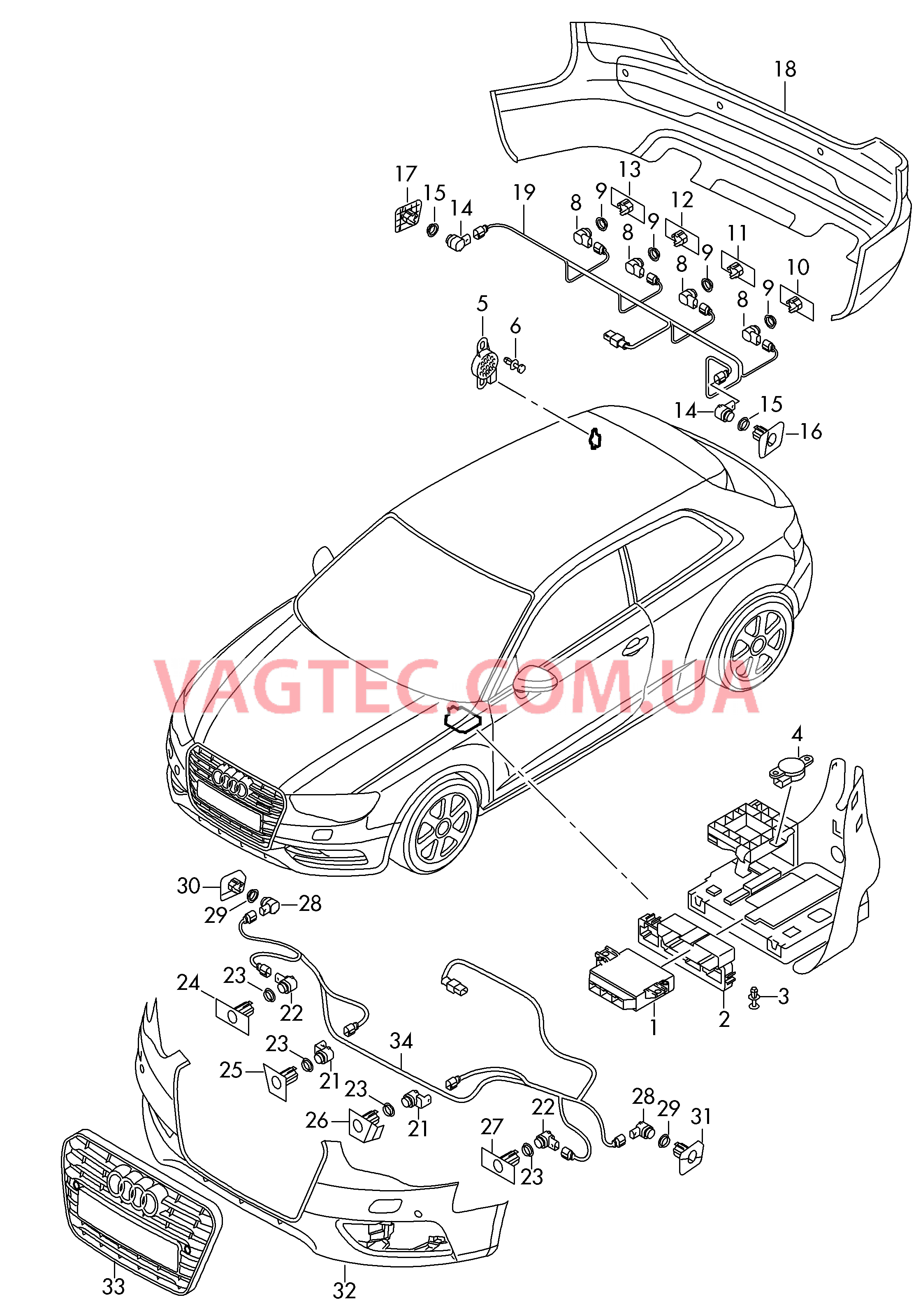 Парковочный ассистент  для AUDI A3 2015