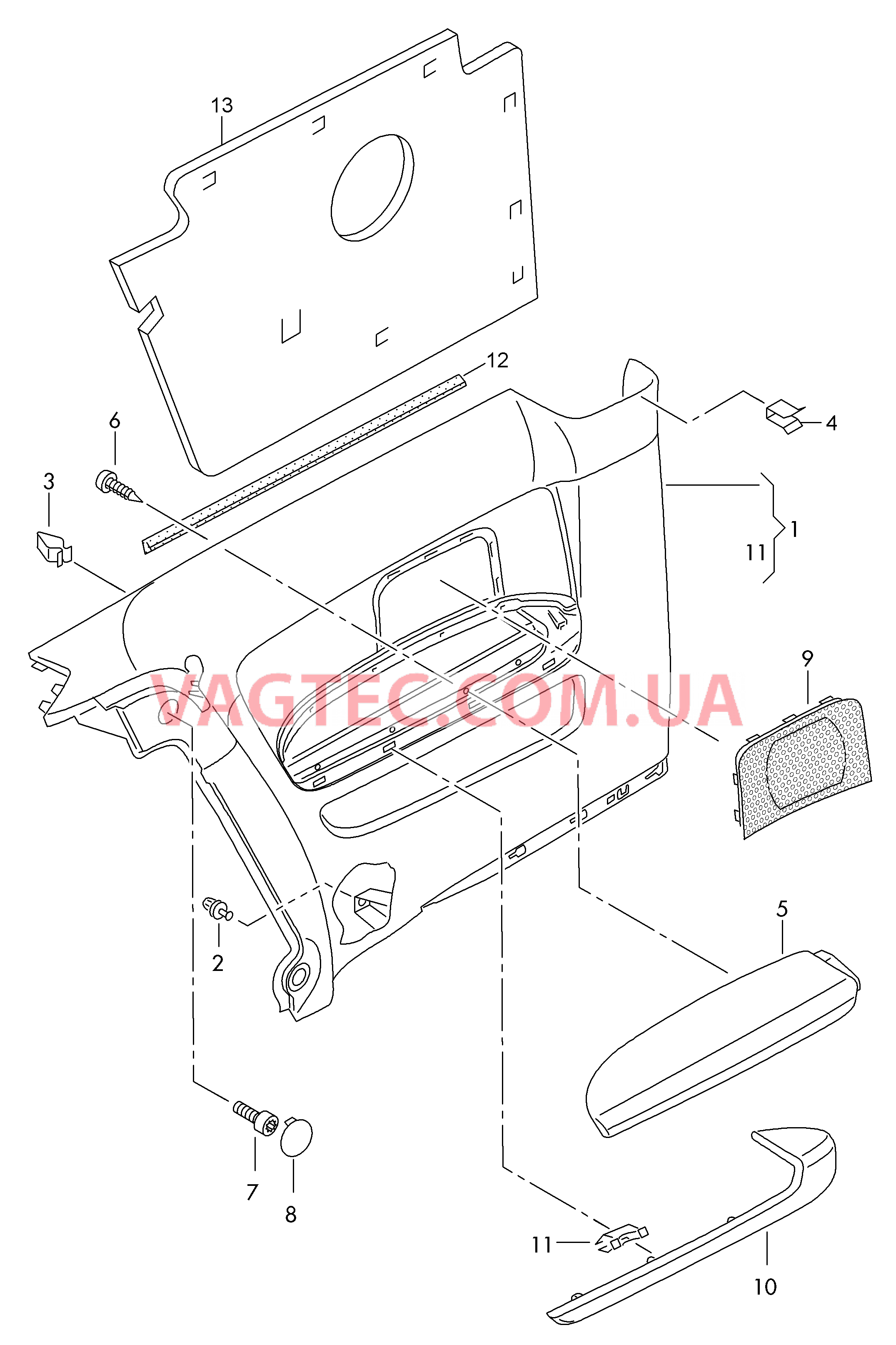 Облицовка/обшивка, боковая  для AUDI A3 2009