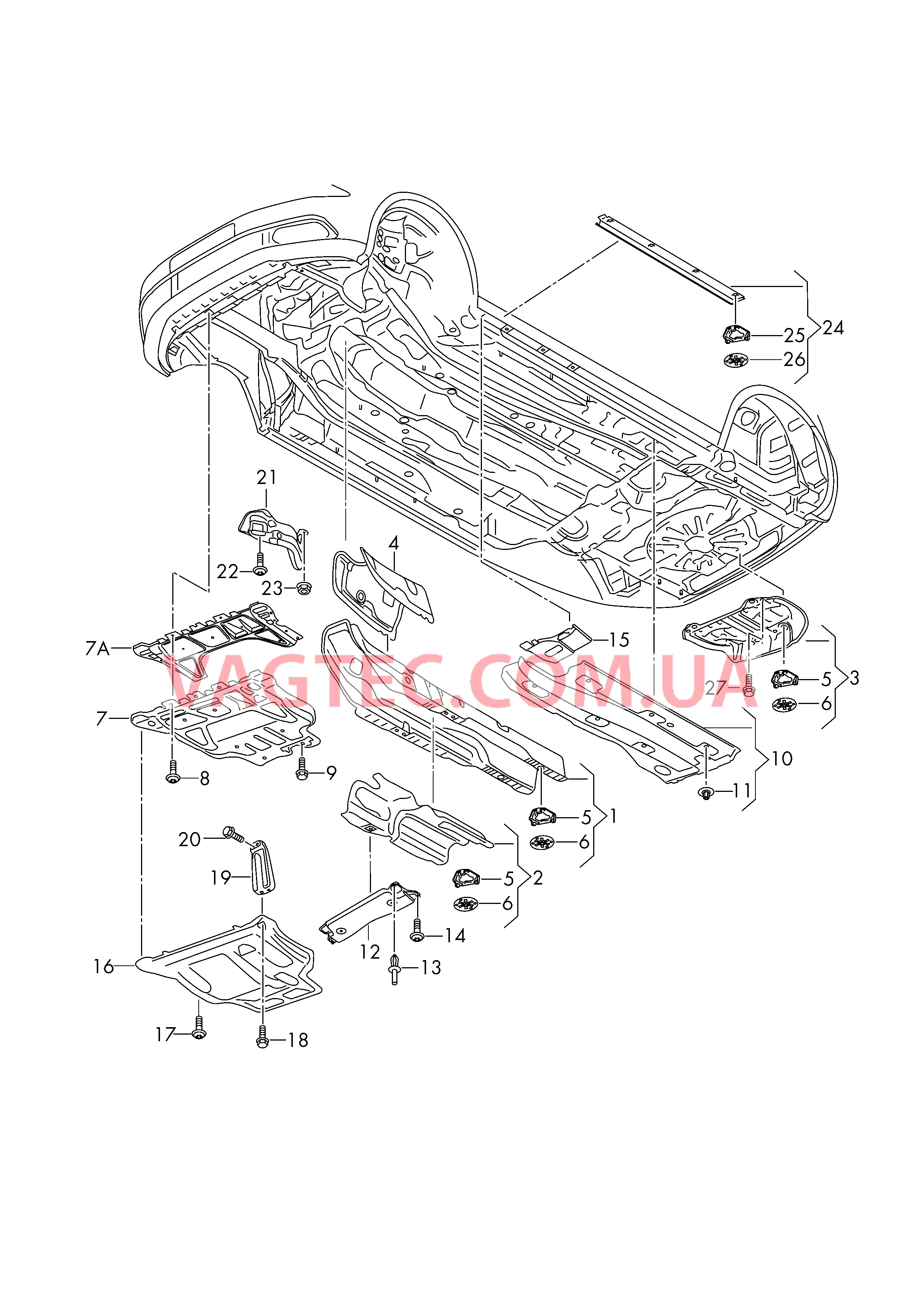 Облицовка днища Шумоизоляция Теплозащитный экран  для AUDI A3 2016