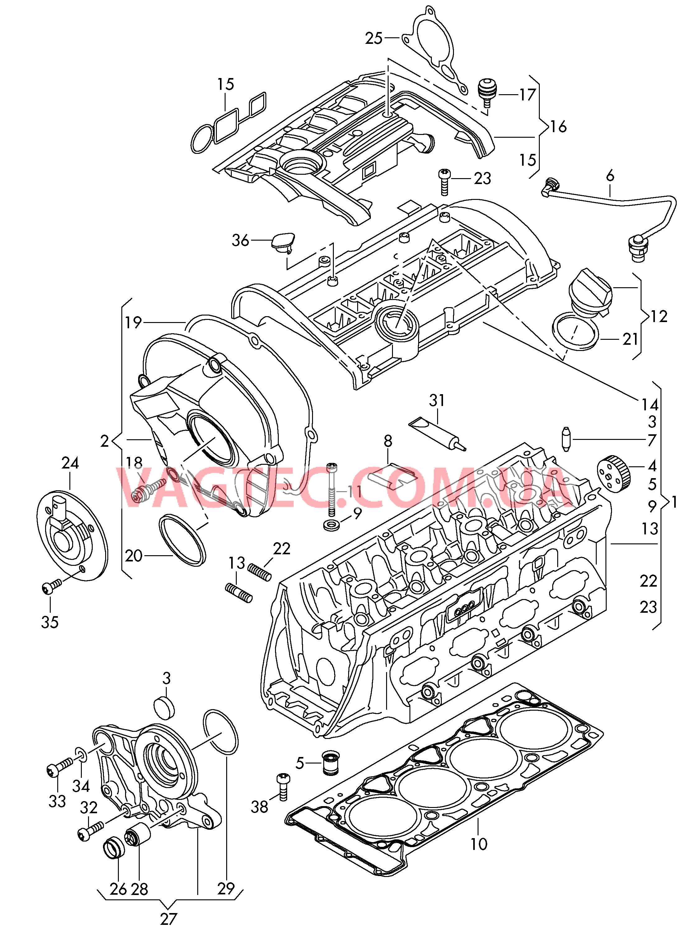 Головка блока цилиндров Крышка ГБЦ   F             >> 1Р-8-000 000* для SEAT Leon 2007