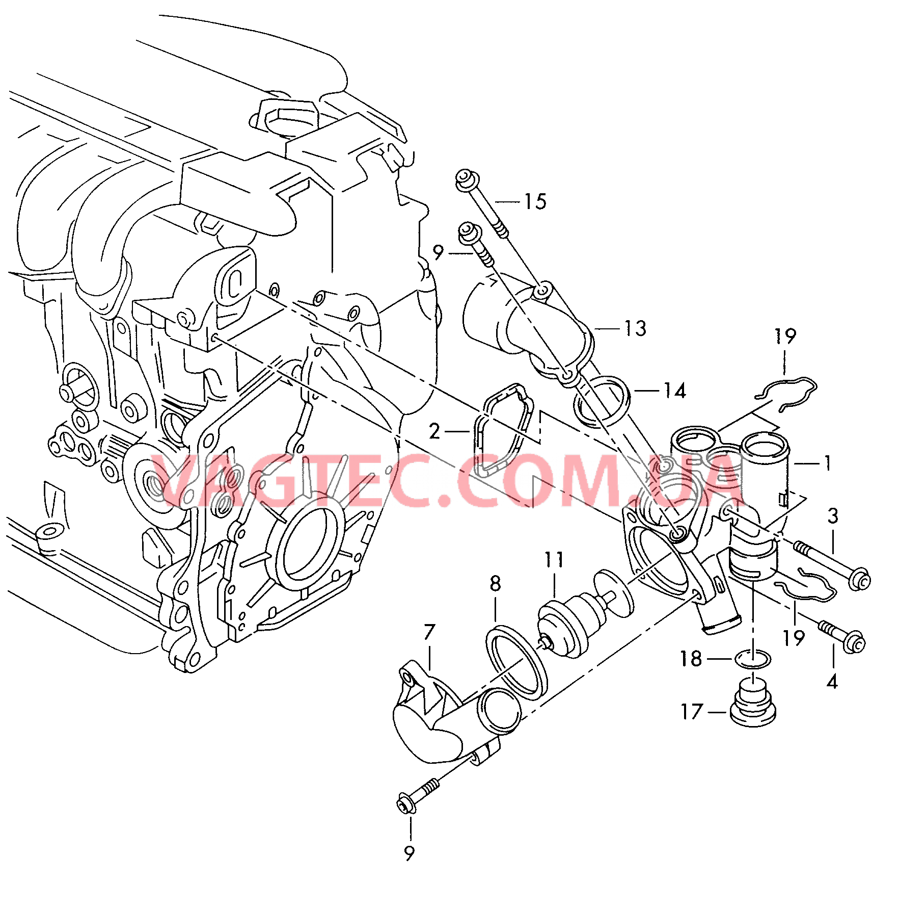 Корпус термостата  для VOLKSWAGEN Passat 2003