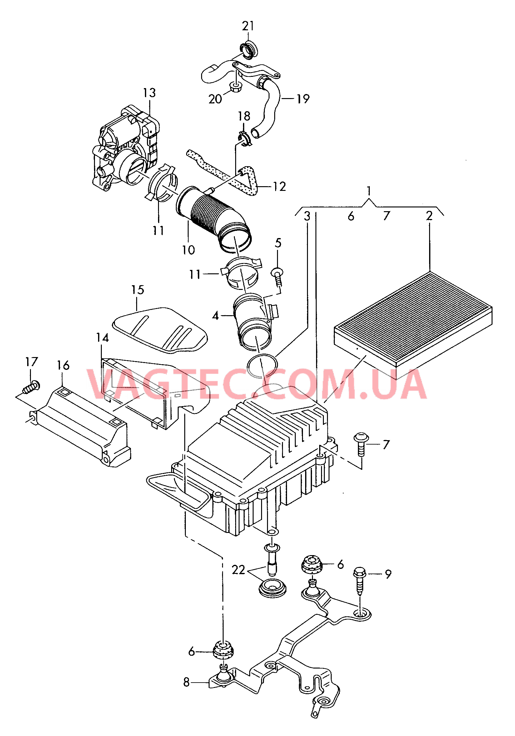 Возд. фильтр с сопутств. деталями   F 8Р-6A000 001>> F 8Р-6B000 001>> для AUDI A3 2005