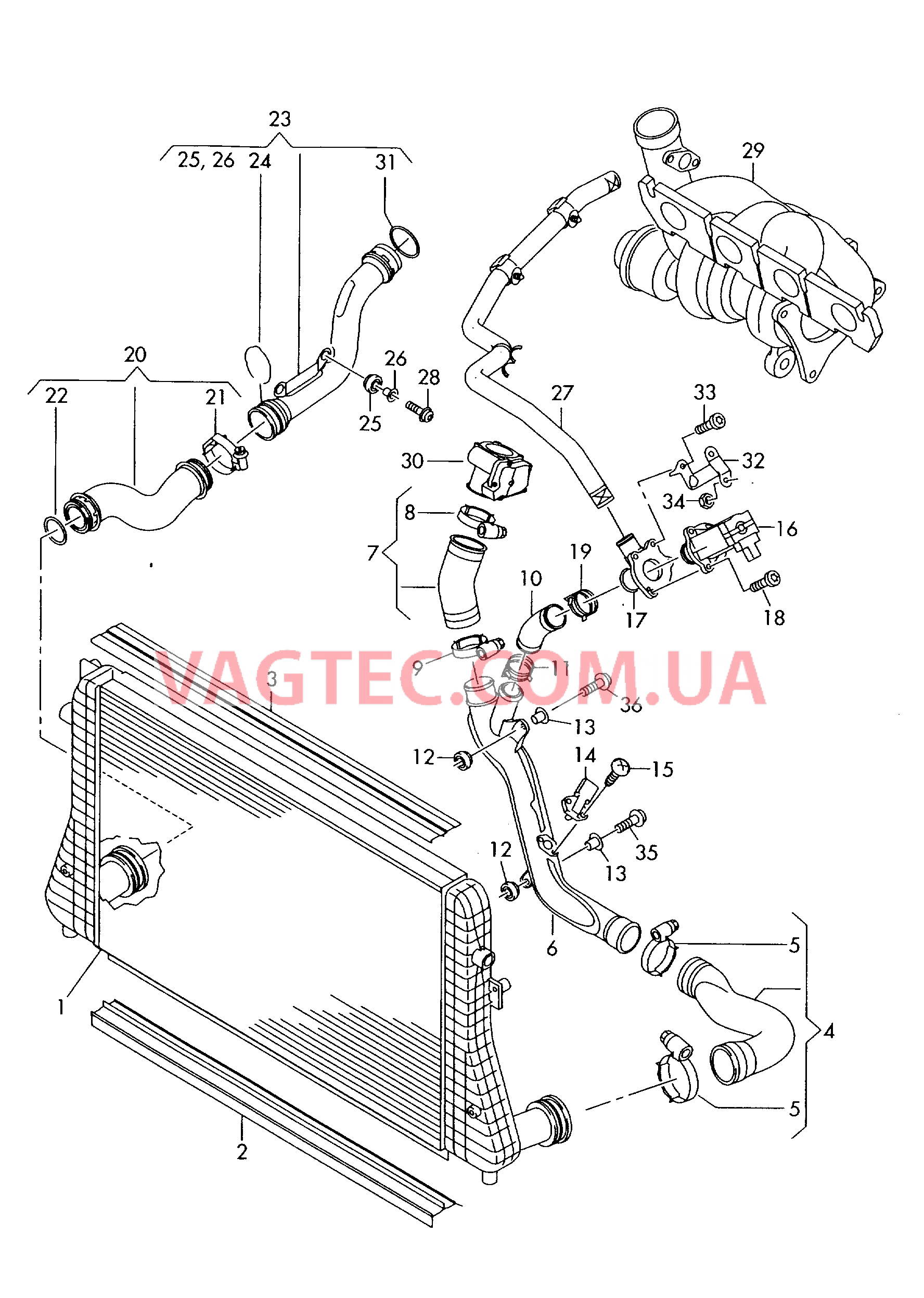 Охладитель наддув. воздуха  для AUDI A3 2007