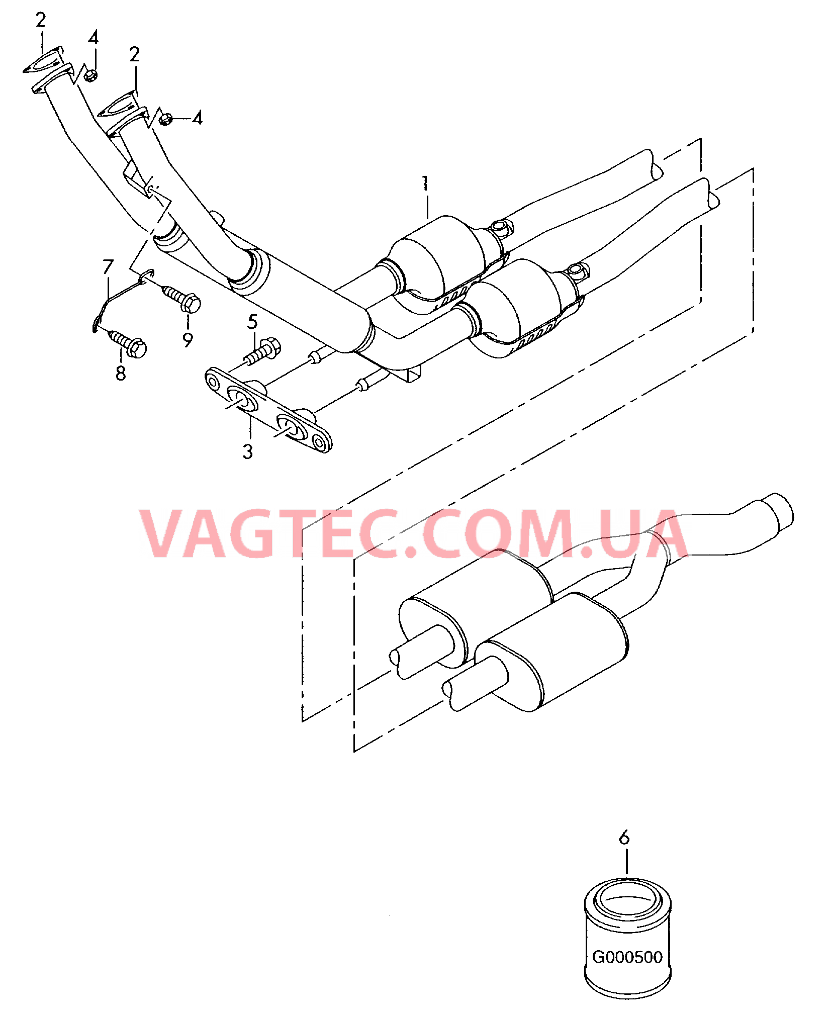 Труба выпуска ОГ с нейтрализат Передний глушитель  для VOLKSWAGEN GOLF 2007