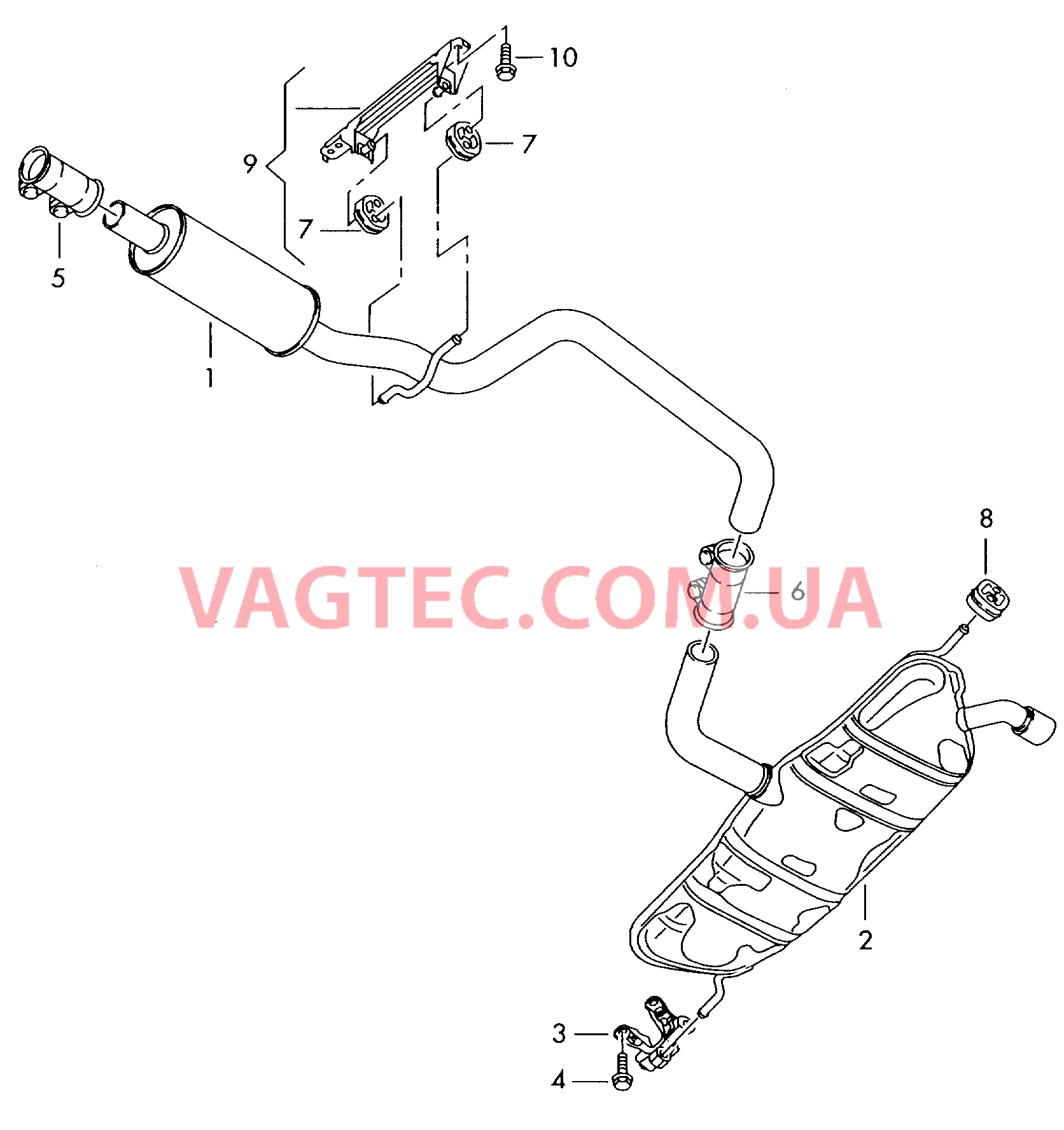 Передний глушитель Задний глушитель  для VOLKSWAGEN GOLF 2007