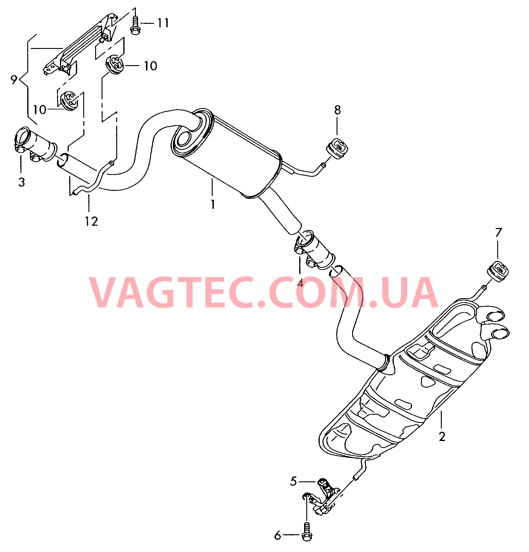 Передний глушитель Промежуточная труба Задний глушитель  для VOLKSWAGEN EOS 2006