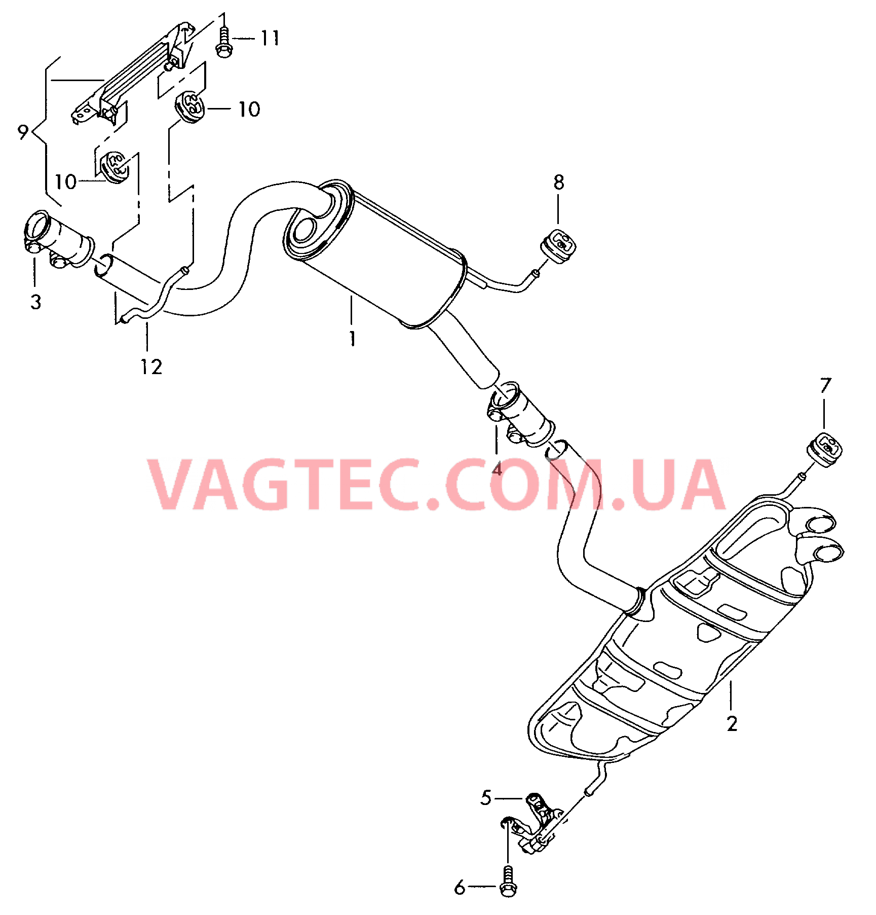 Передний глушитель Задний глушитель  для VOLKSWAGEN Golf.Plus 2007