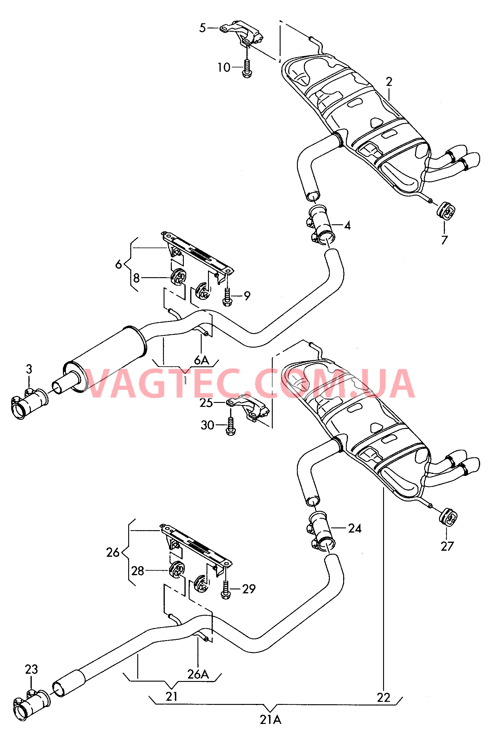 Передний глушитель Промежуточная труба Задний глушитель  для AUDI A3 2006