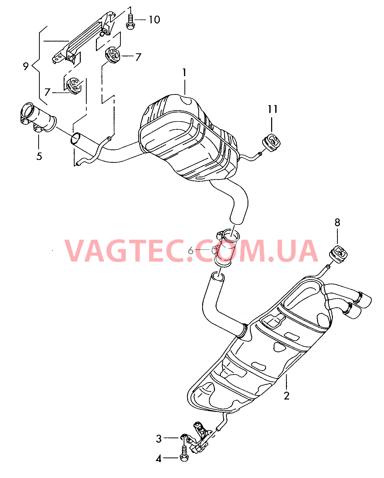 Передний глушитель Задний глушитель  для VOLKSWAGEN GOLF 2006-1