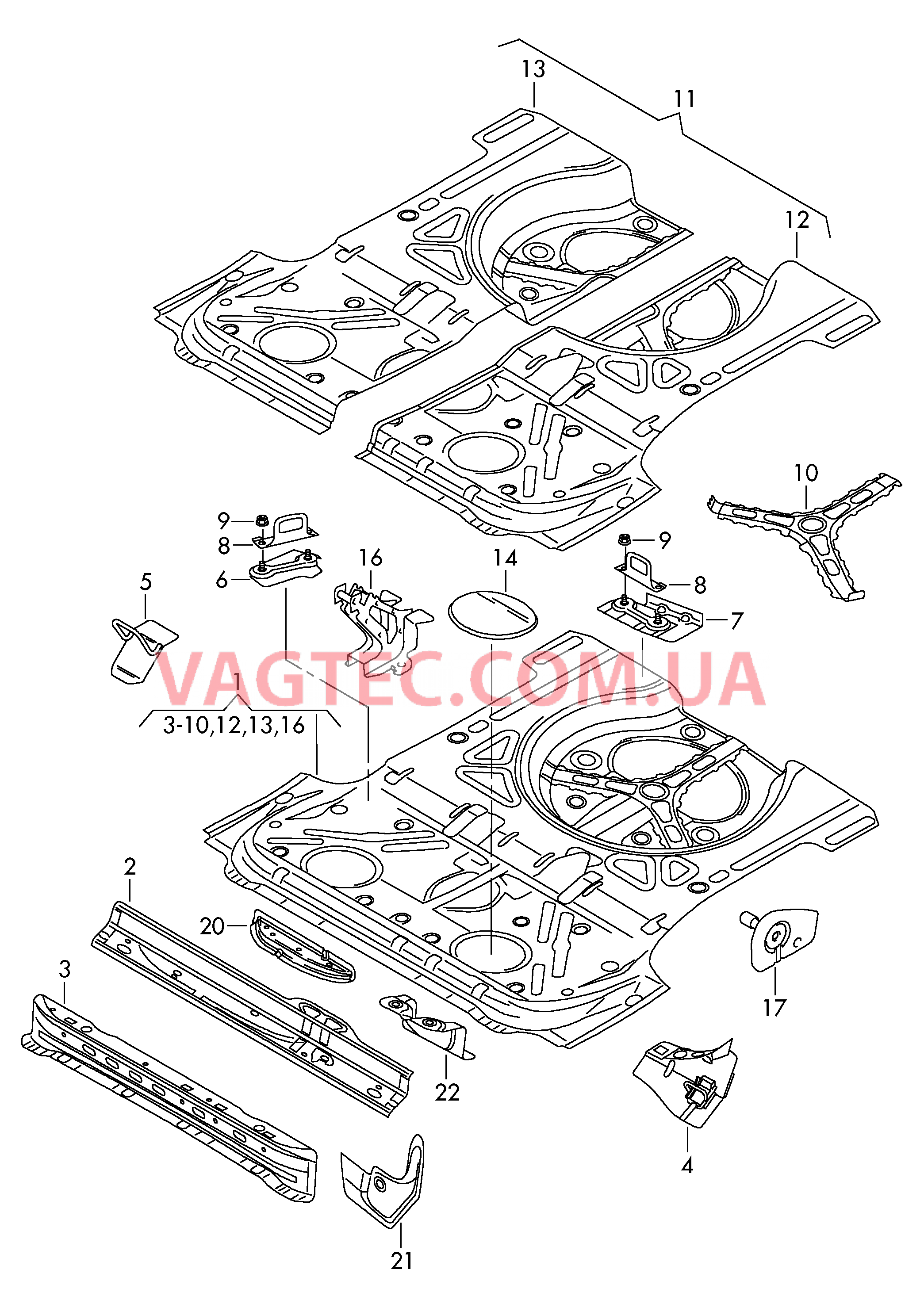 Панель пола  для AUDI A3 2006