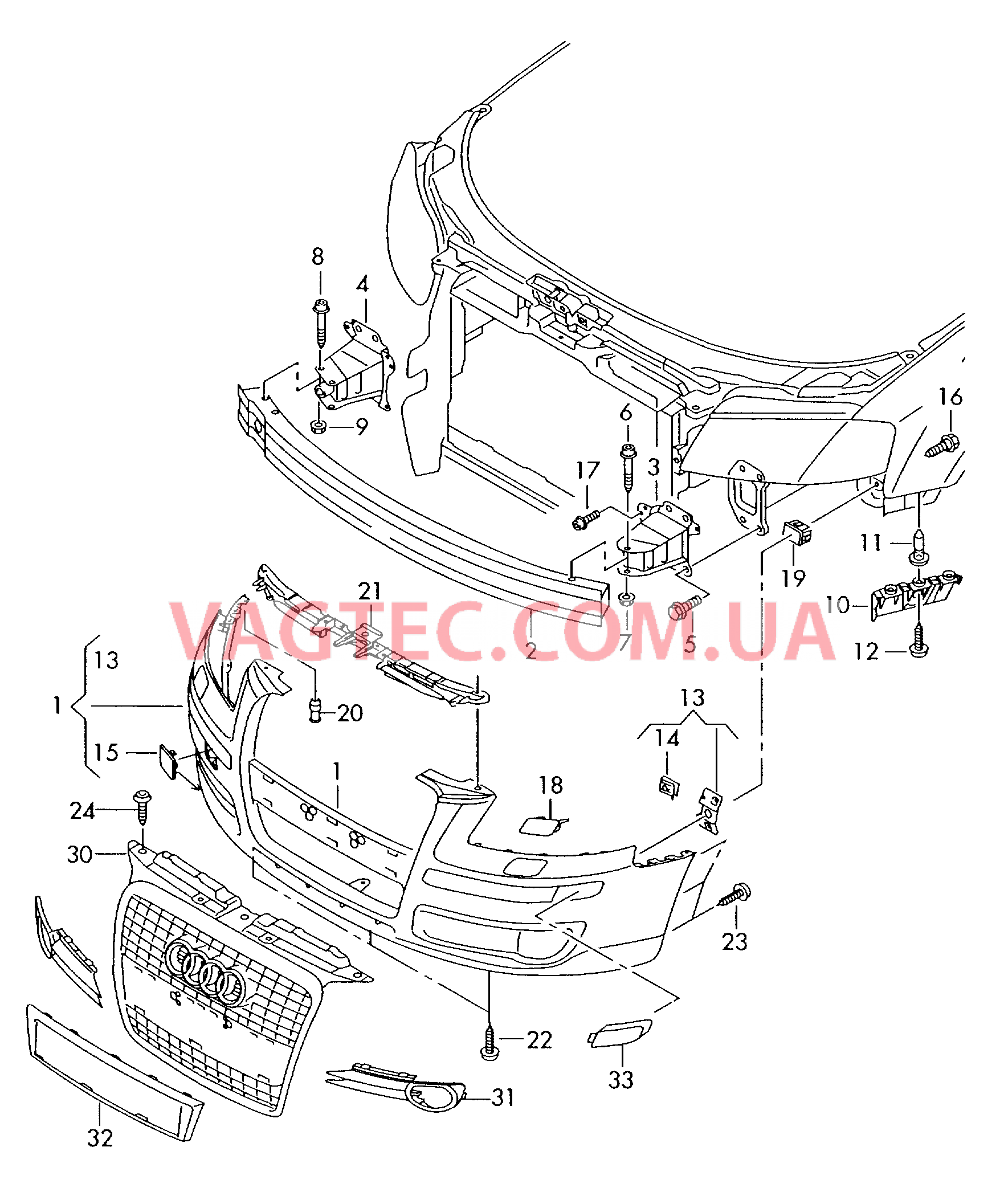 Бампер  F 8Р-6-000 001>> для AUDI A3 2004