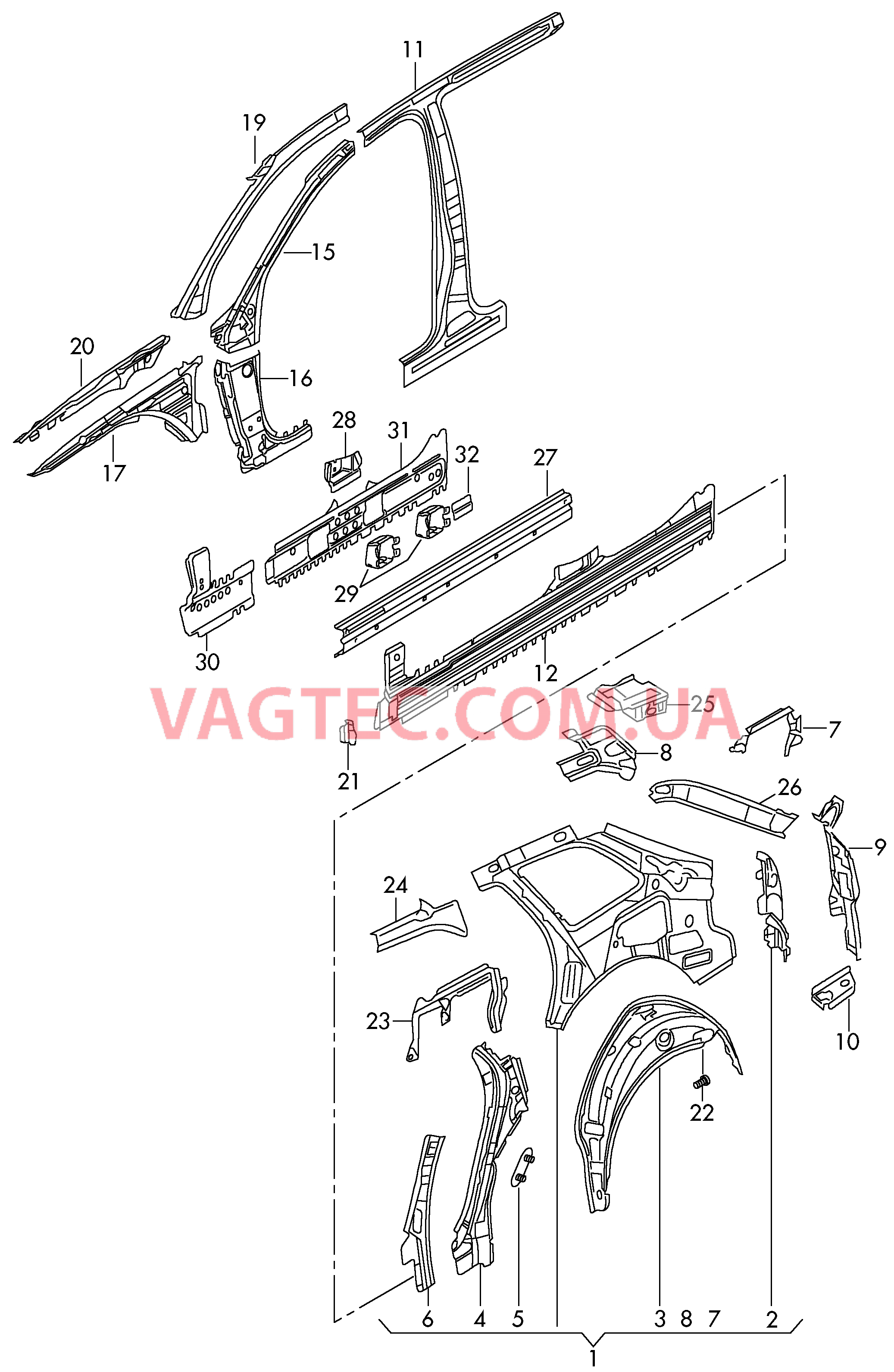 Деталь боковая  Арка колеса  для AUDI A3 2007