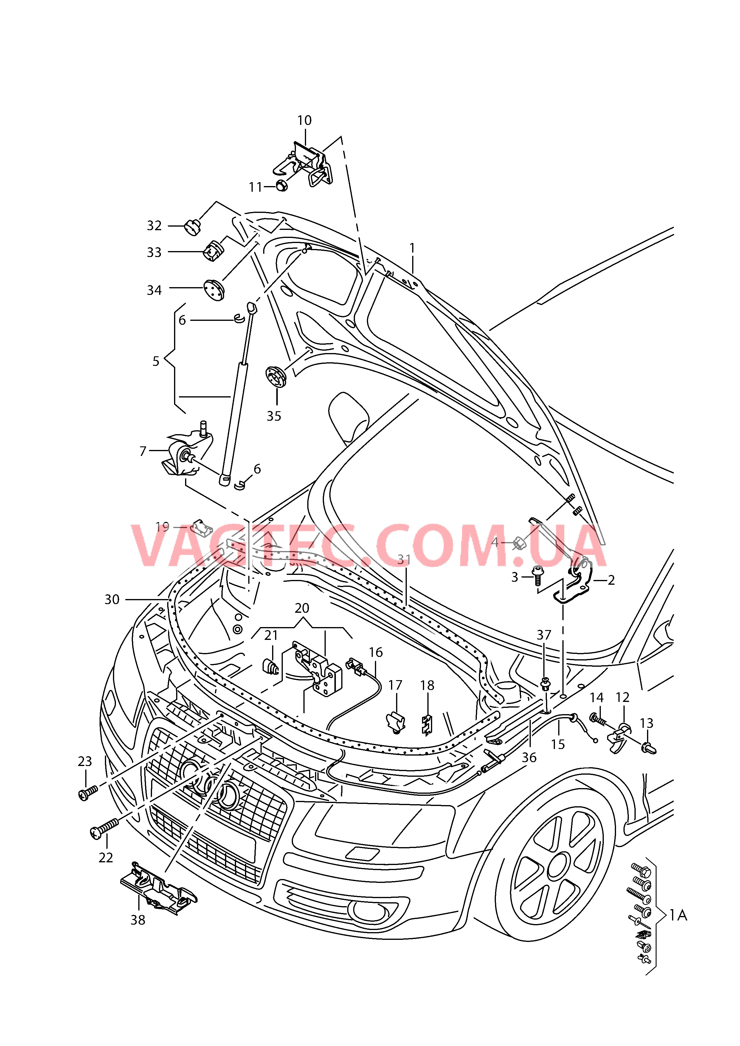 Капот  F 8Р-6A000 001>> F 8Р-6B000 001>> для AUDI A3 2006