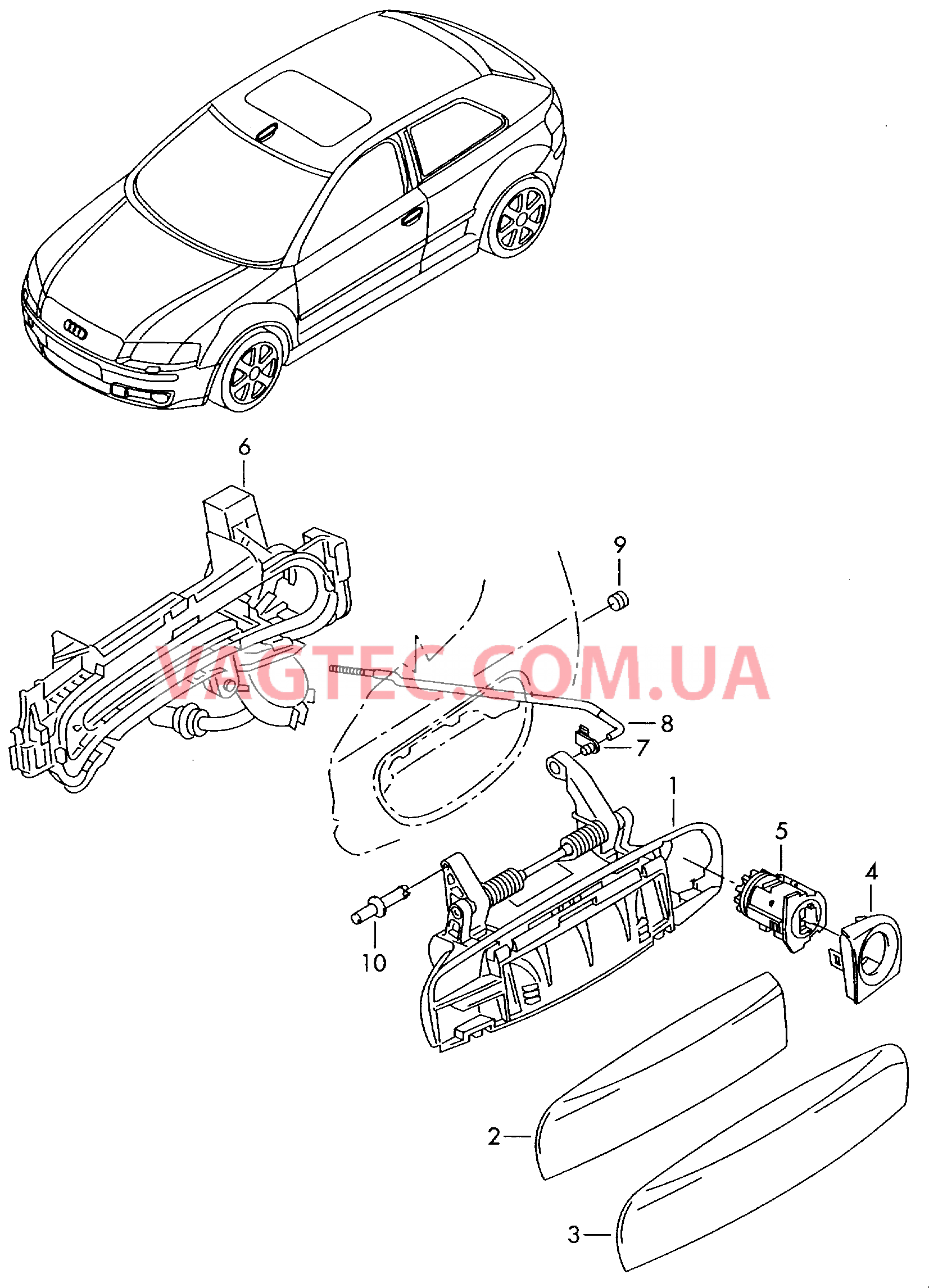 Ручка двери снаружи Накладка для дверной ручки  для AUDI A3 2005