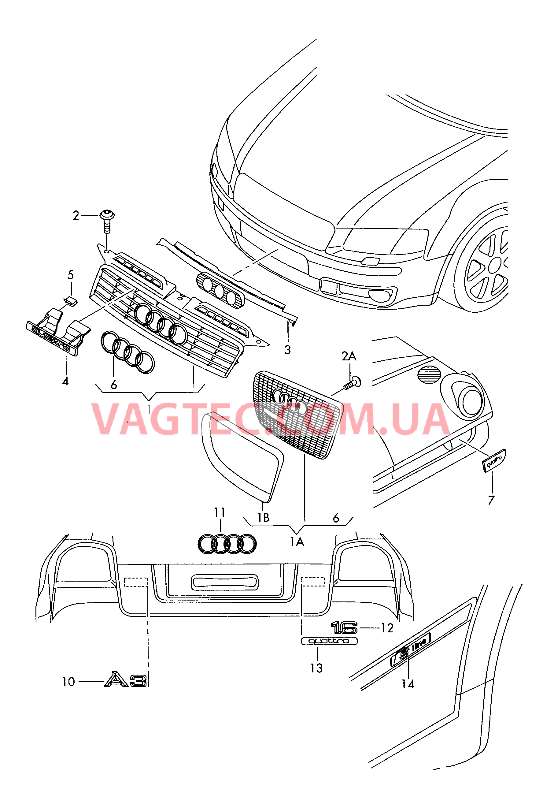 Решётка радиатора Надпись для панели приборов Надписи  для AUDI A3 2005