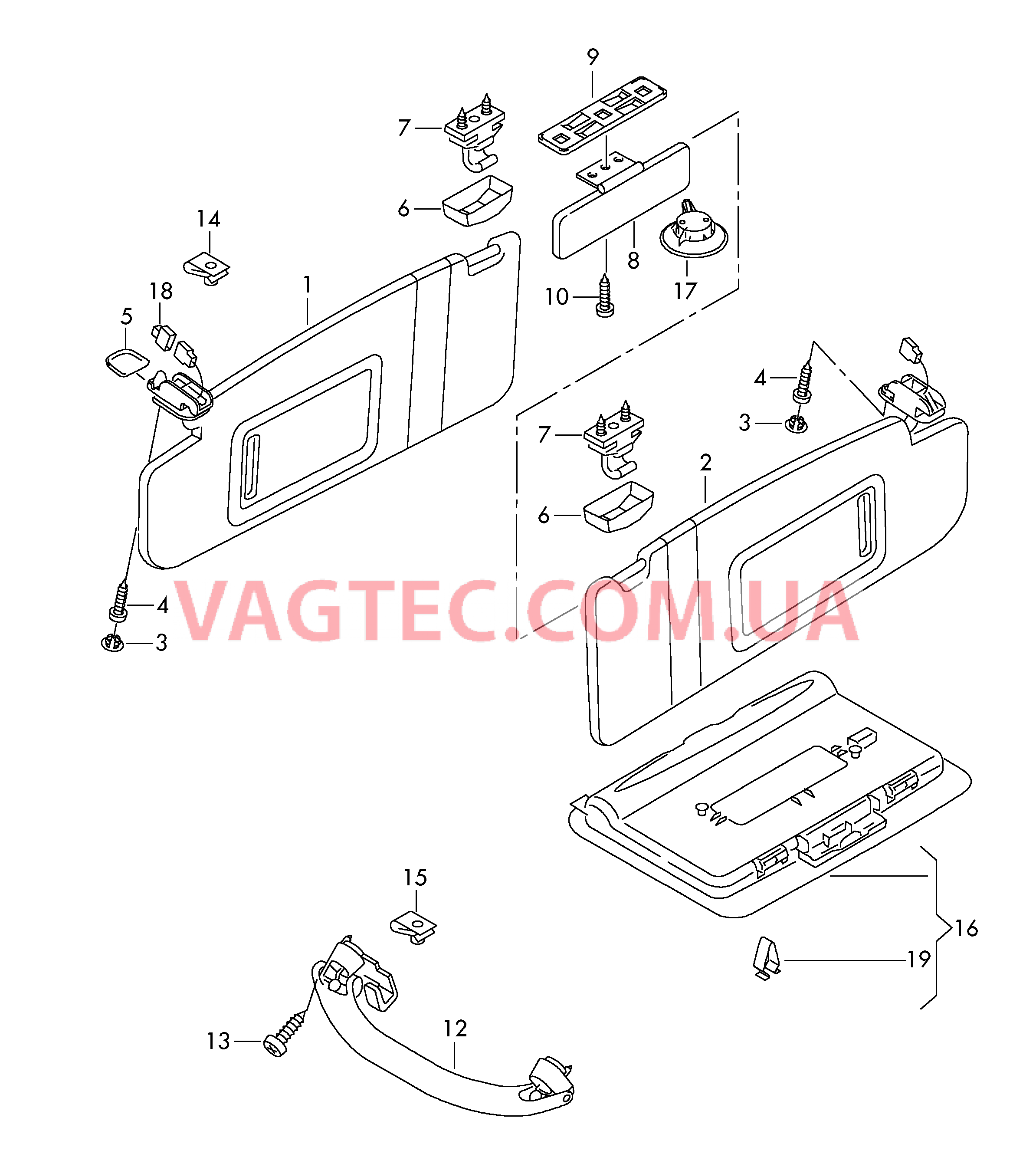 Козырьки солнцезащитные Ручка, складная   F 4F-9-900 001>> для AUDI RS6 2008