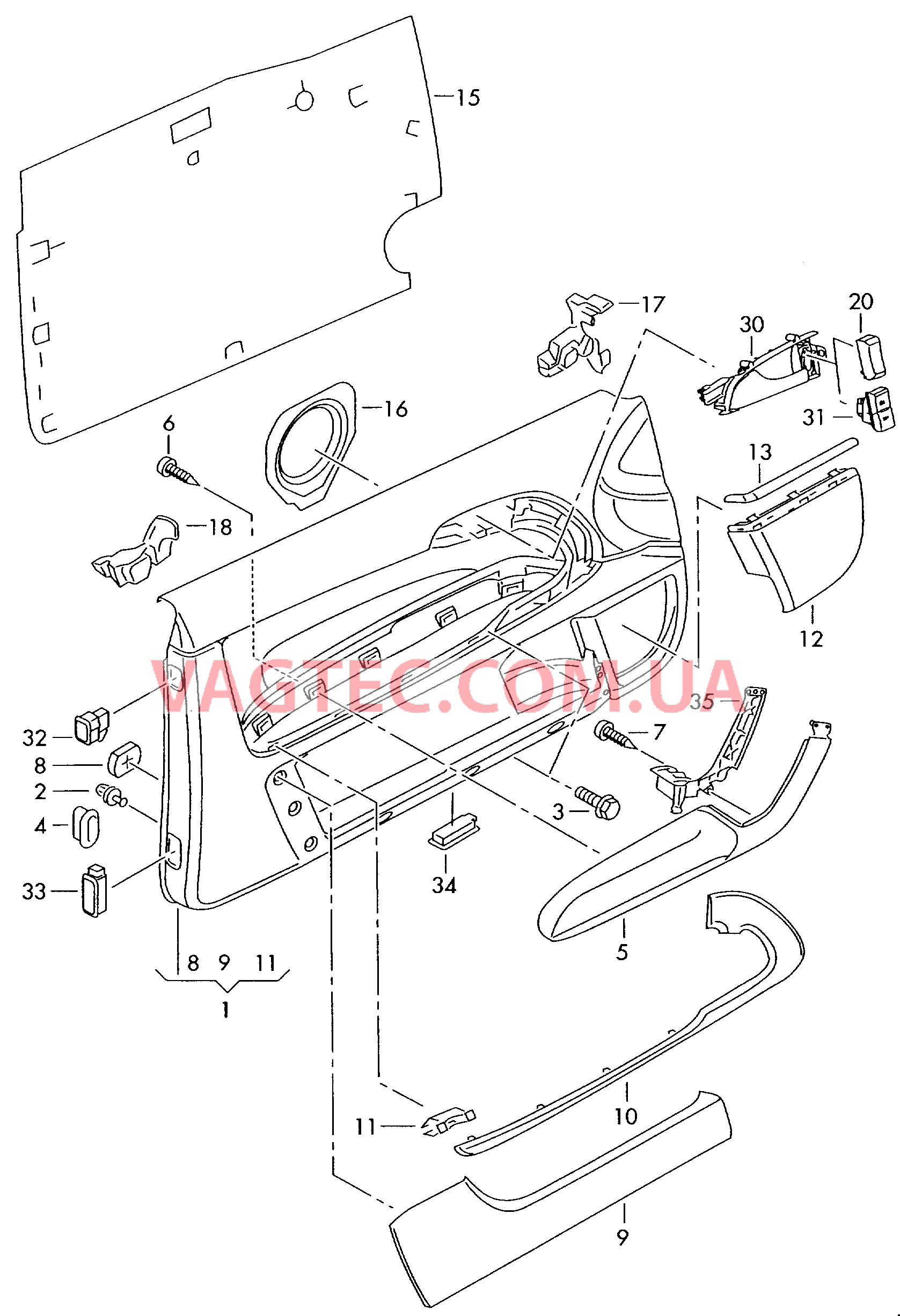 Обшивки дверей при необходимости доработать  для AUDI A3 2004