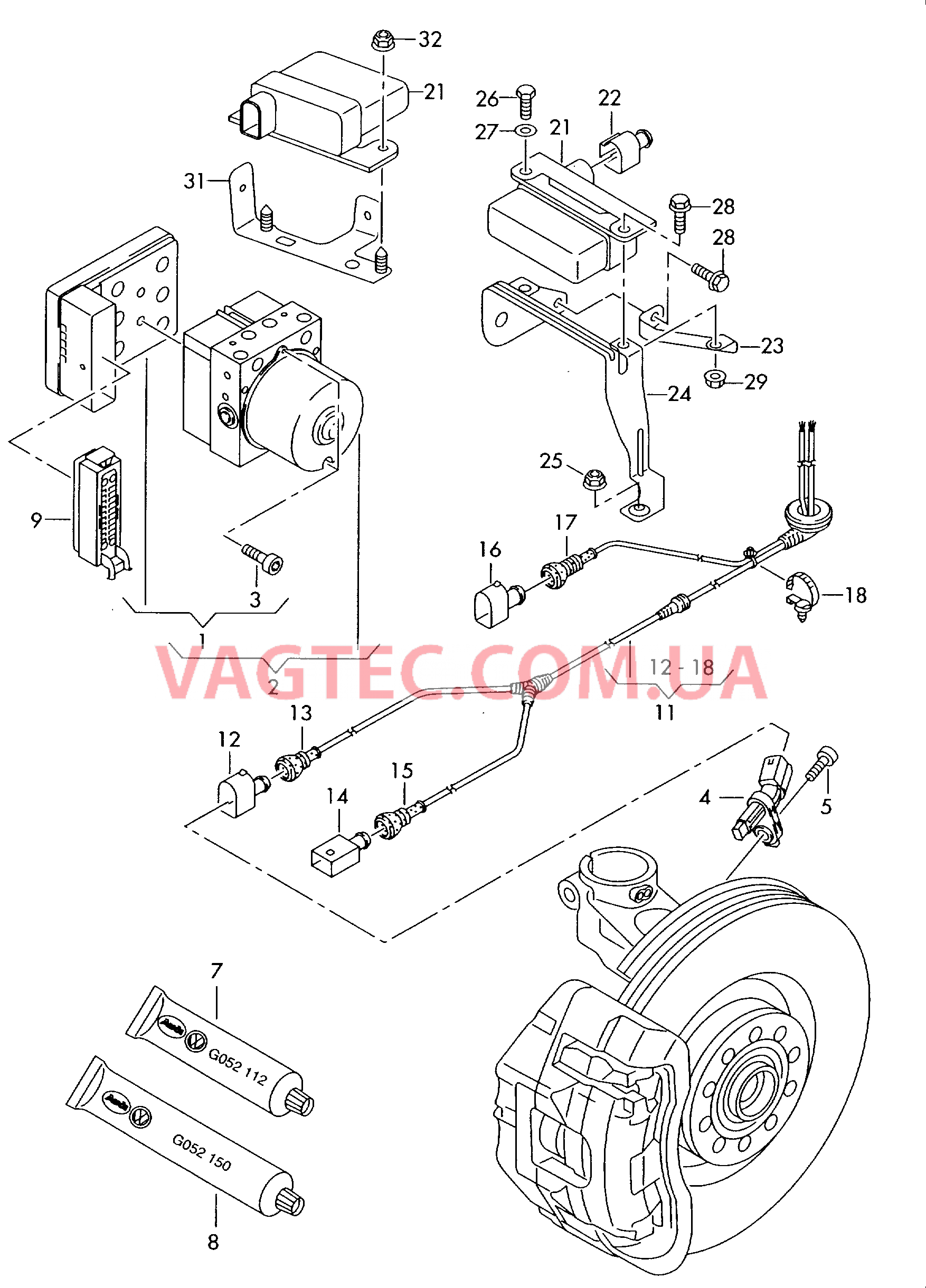 Блок управления ABS  Датчик числа оборотов Электронная система поддерж. курсовой устойчивости   -ESР-  для AUDI A3 2004