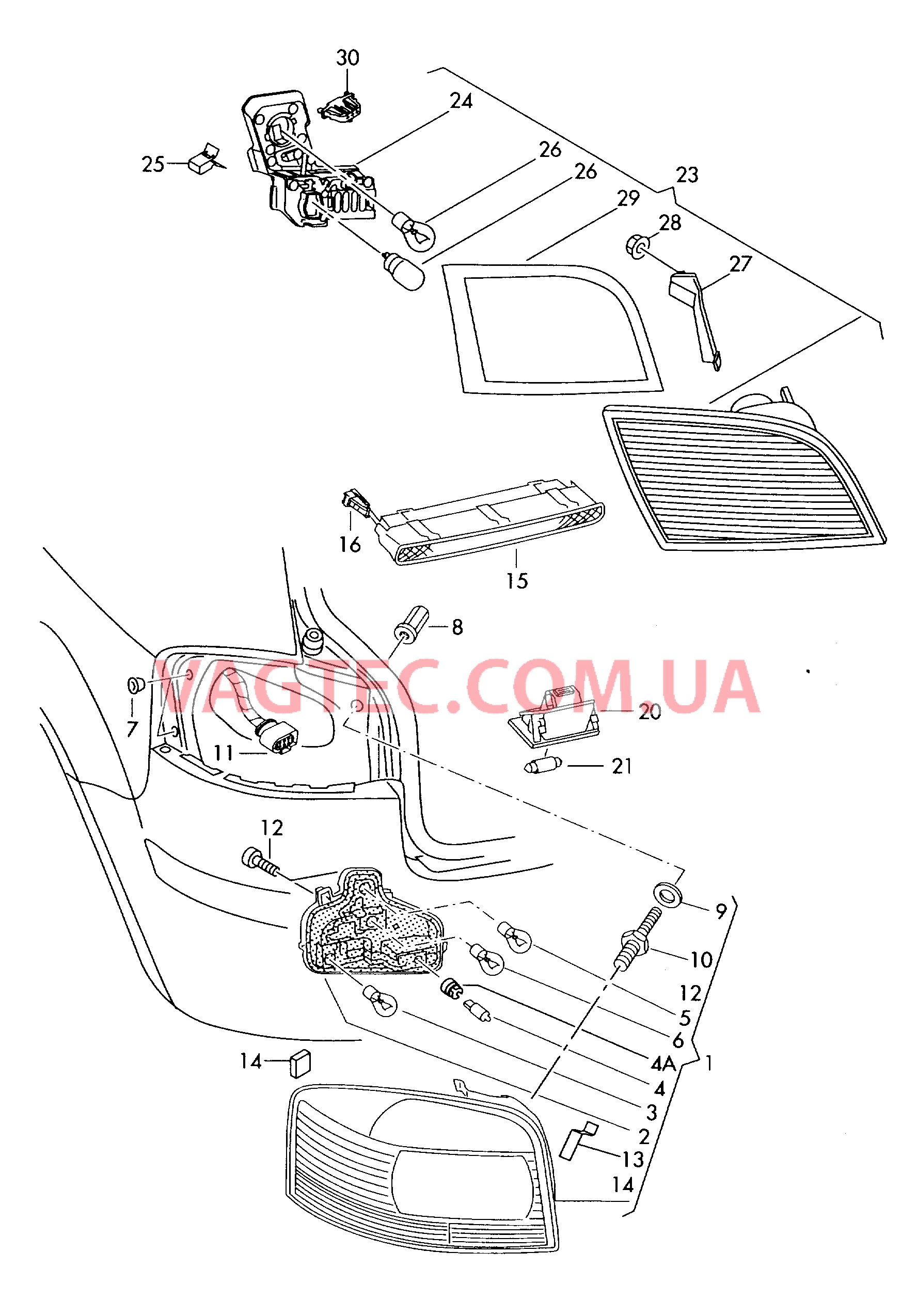 Задний фонарь Верхний стоп-сигнал Плафон освещ. номерного знака  для AUDI A3 2007