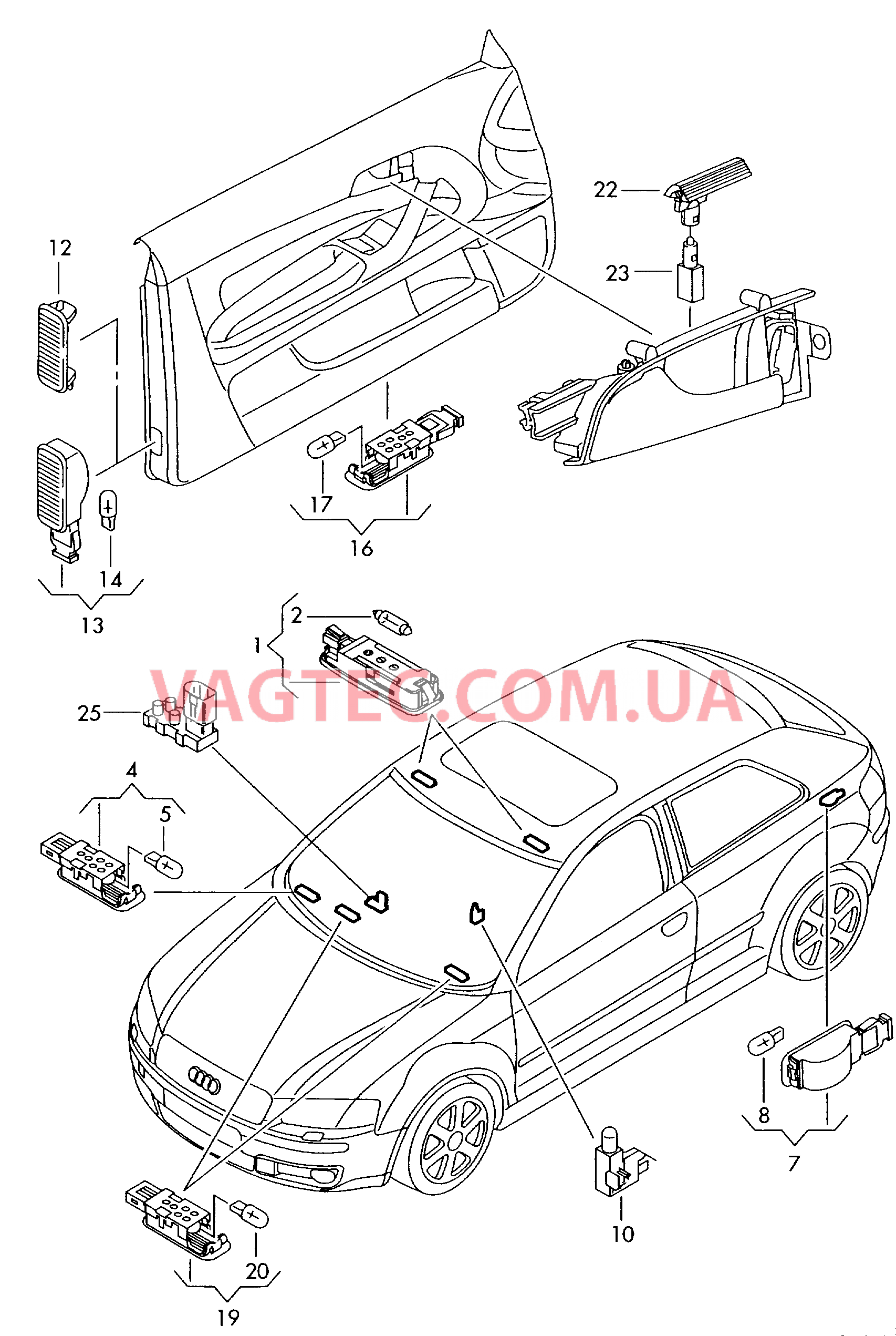 Освещение в салоне  для AUDI A3 2007